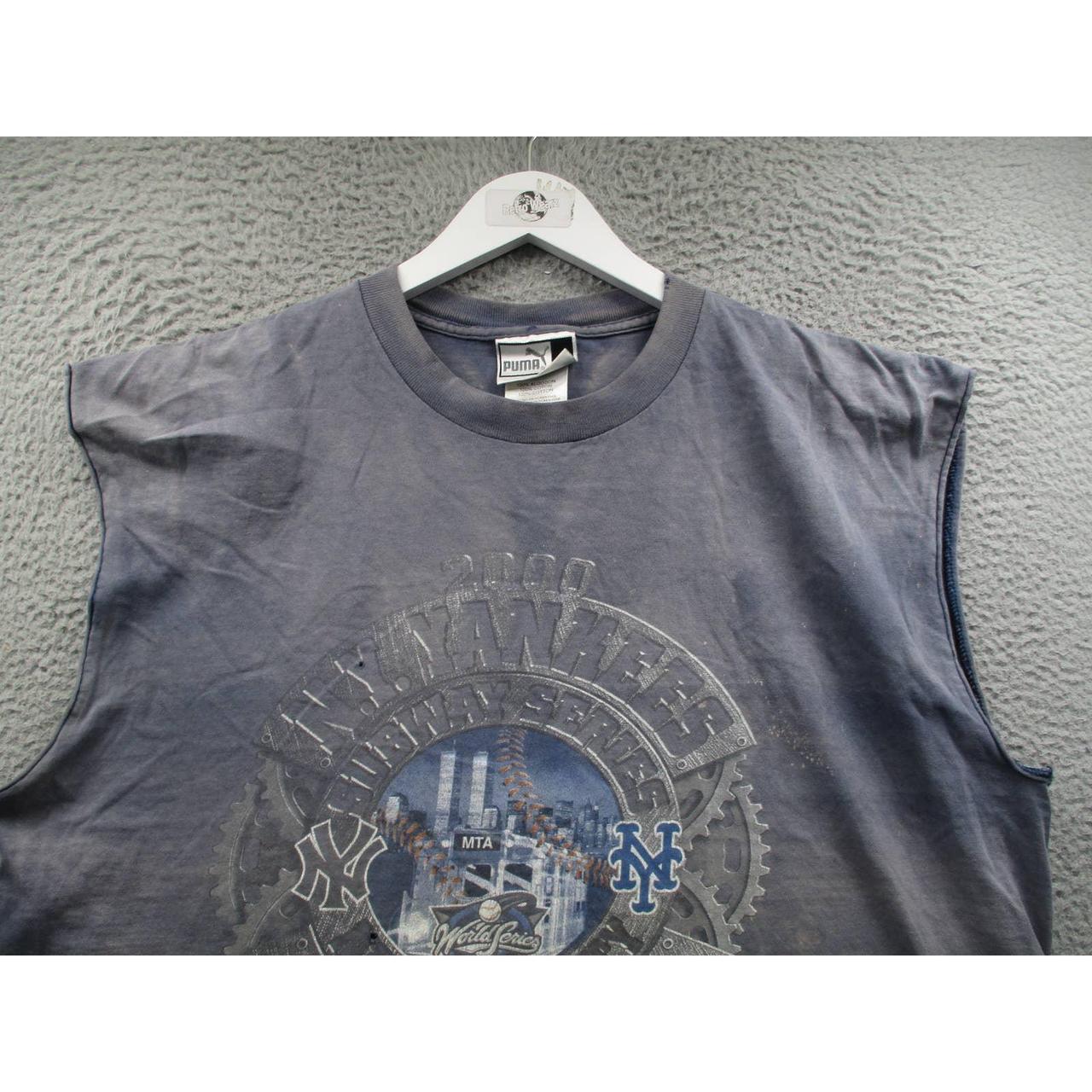 90s Distressed New York Yankees Logo Navy Blue T-Shirt