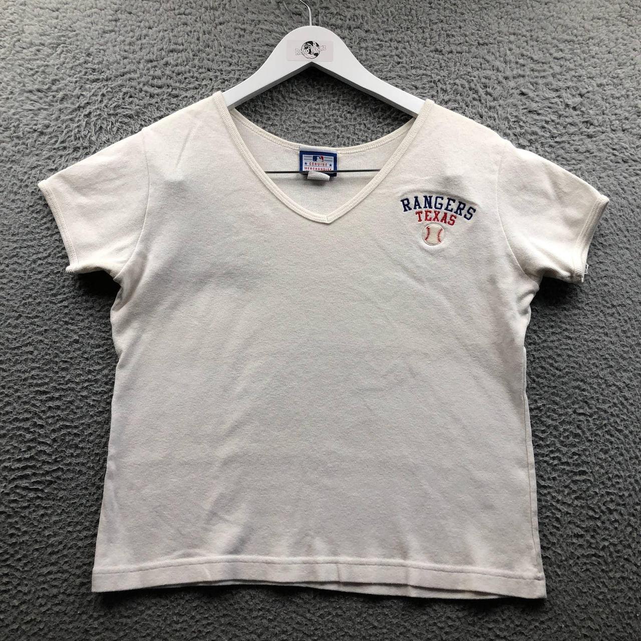 MLB Texas Rangers Women's Short Sleeve V-Neck Fashion T-Shirt - XL