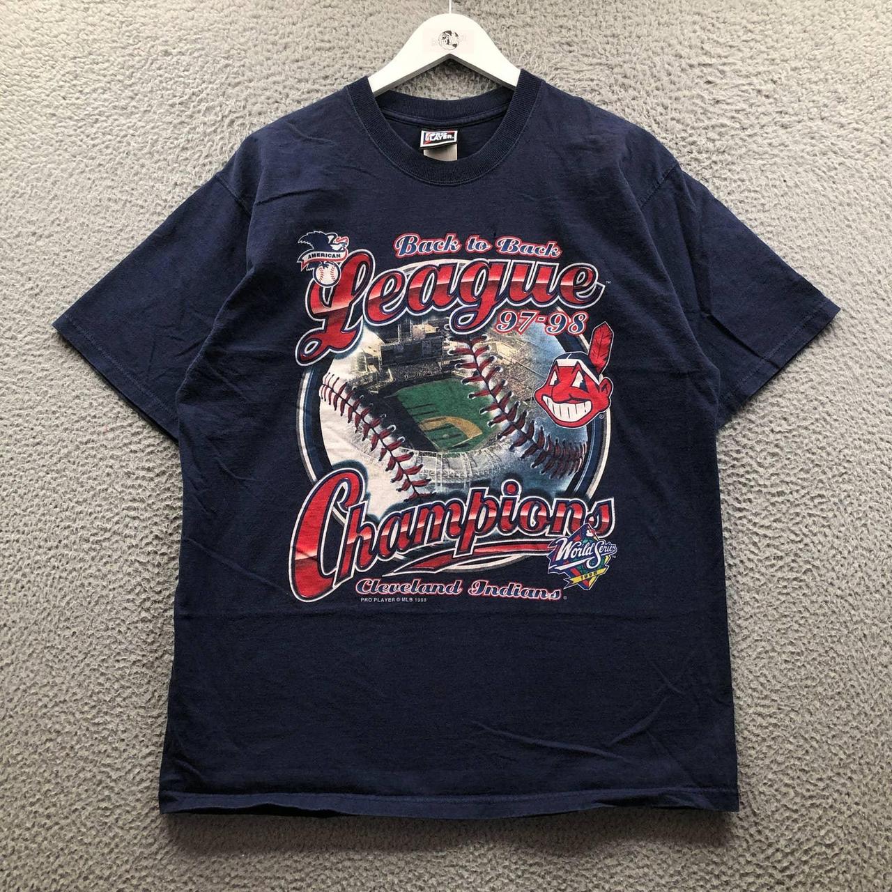 Vintage Cleveland Indians shirt, MLB navy blue graphic tee - AU L