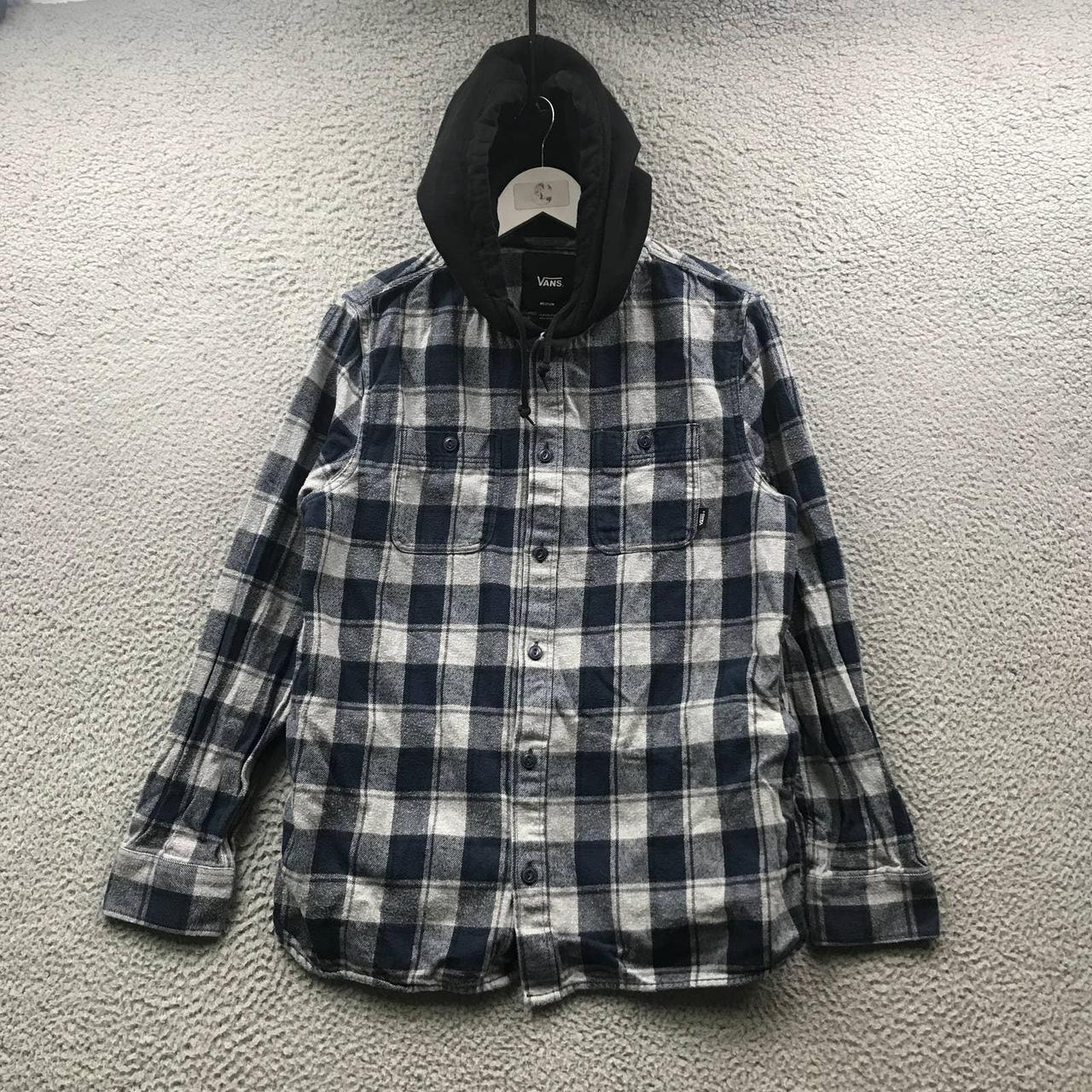 Vans Button Up Hooded Shirt Men's Size Medium M Long... - Depop