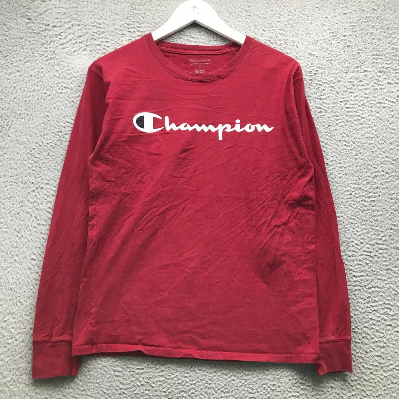 Champion shirt red and white on sale