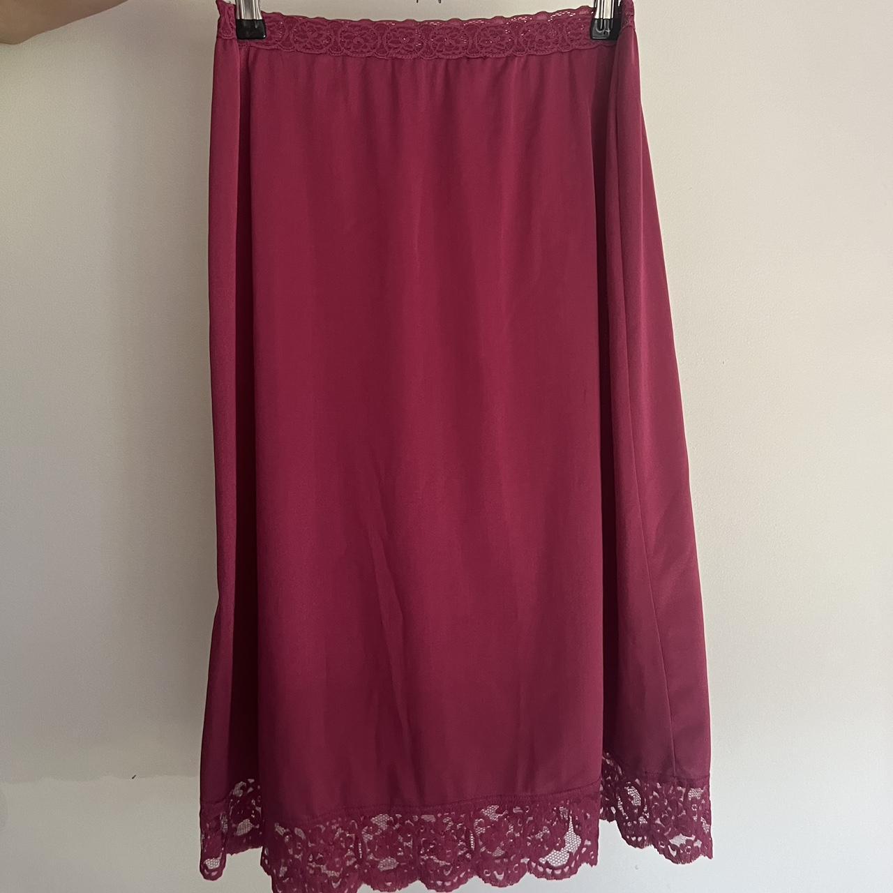 Magenta silk or satin midi skirt Size 6-10 doesn’t... - Depop