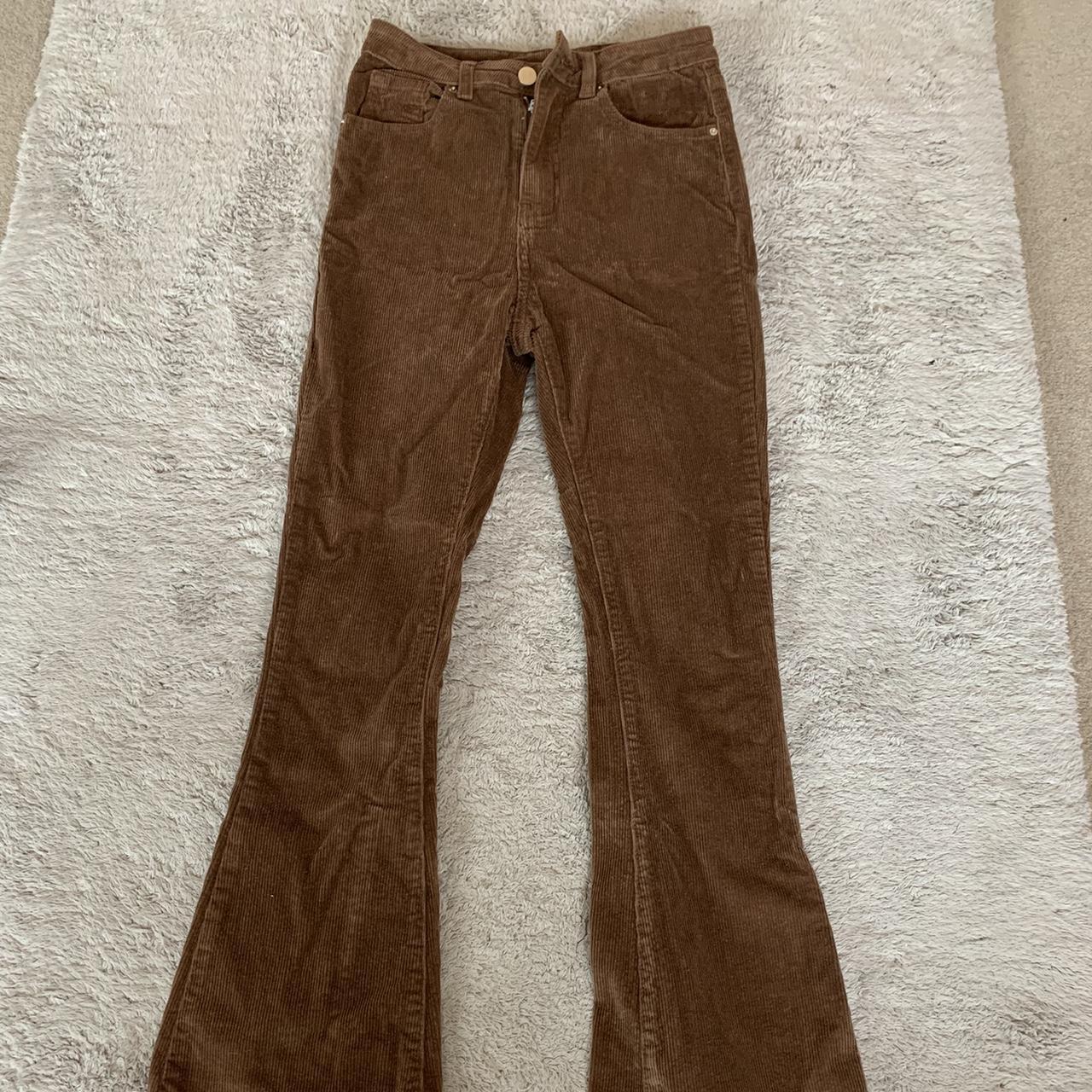 Brown corduroy flared trousers - Depop