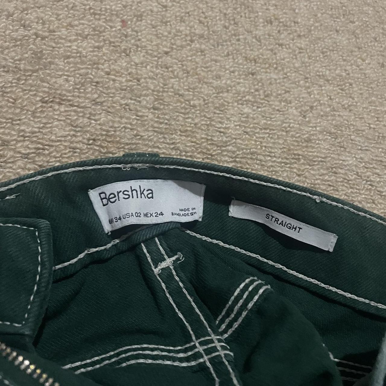 green bershka cargo jeans size 6 perfect condition... - Depop