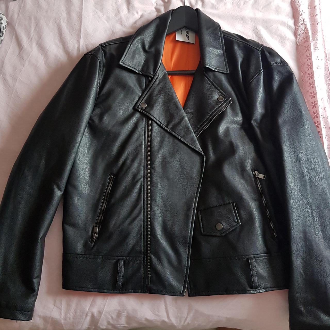 Vintage cropped leather jacket with grommet holes on... - Depop