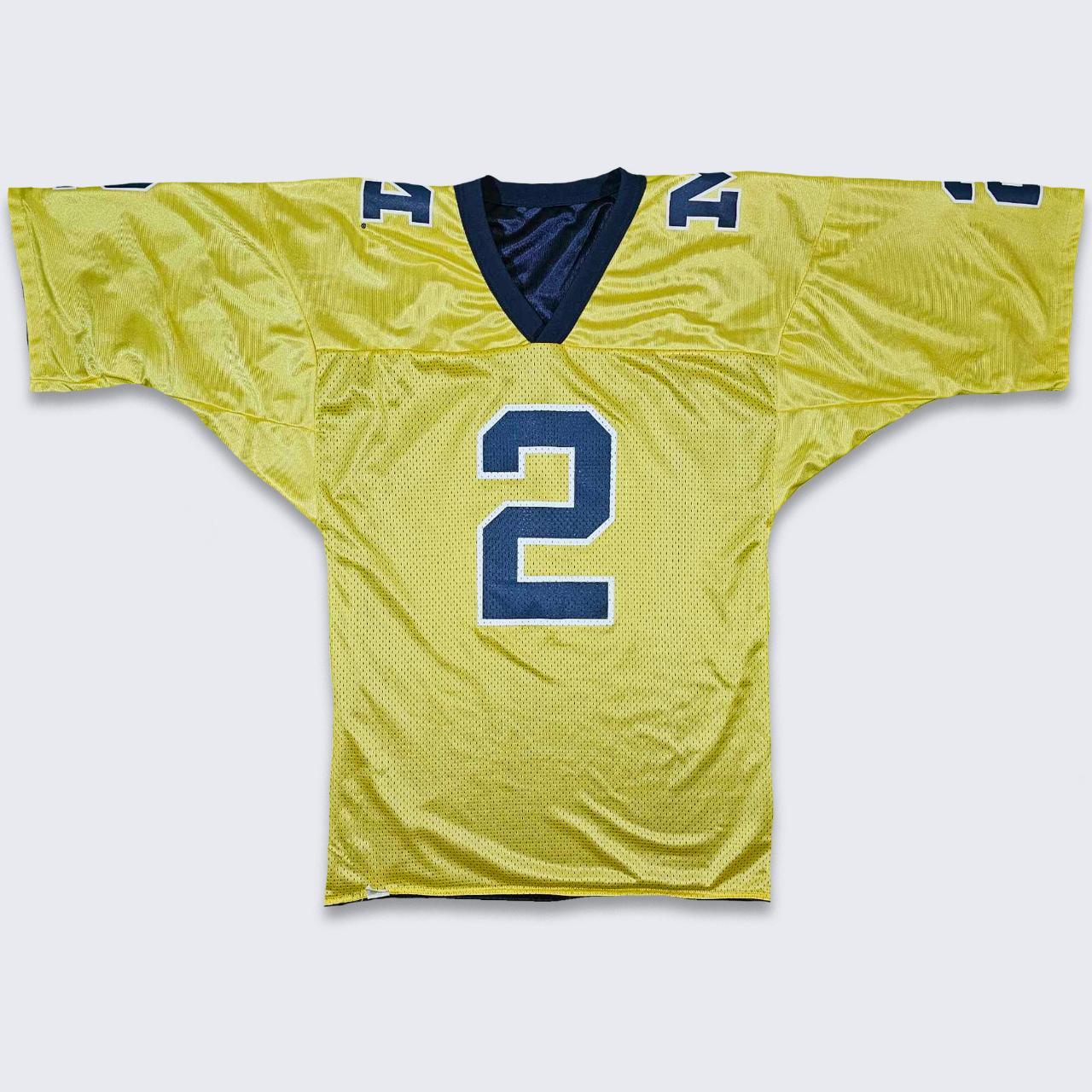 HolySport Michigan Wolverines Vintage 90s Charles Woodson Reversible Football Jersey - Navy Blue & Yellow Mirage Shirt - Size Small 