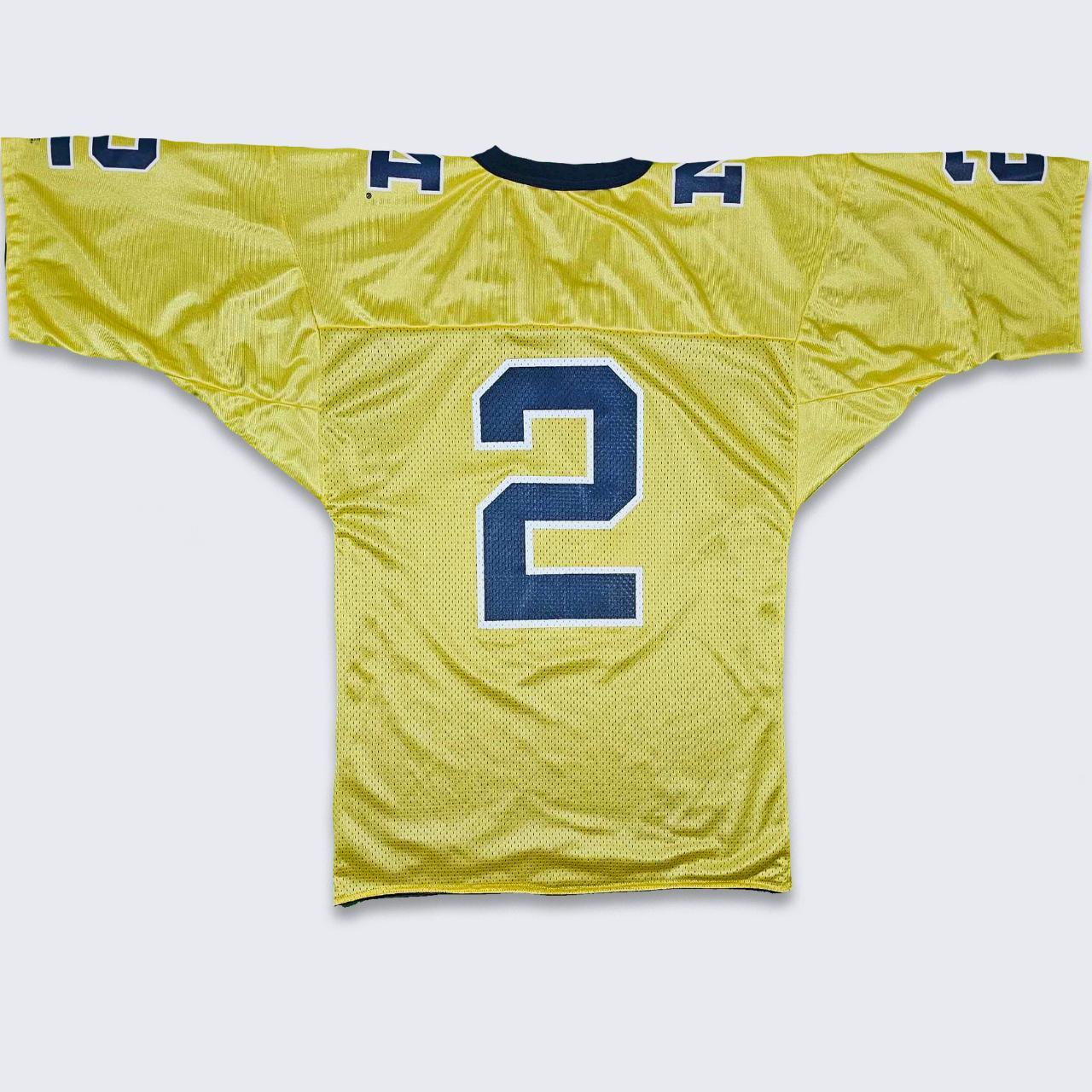 HolySport Michigan Wolverines Vintage 90s Charles Woodson Reversible Football Jersey - Navy Blue & Yellow Mirage Shirt - Size Small 