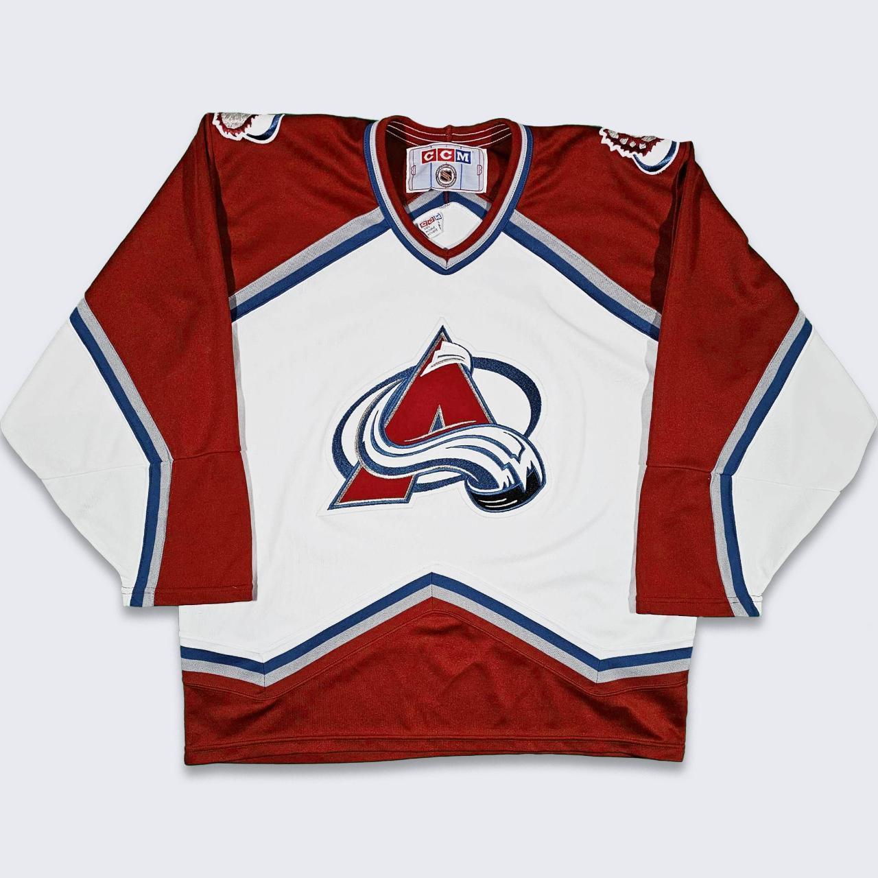 Vintage 90s CCM NHL Colorado Avalanche White Hockey Jersey Men's Size XL
