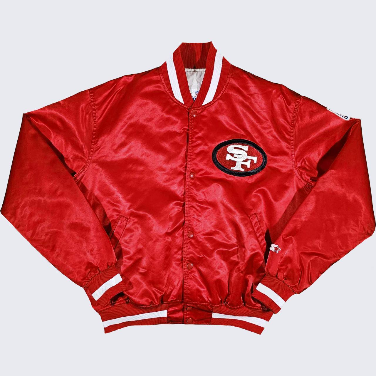 Vintage 80s SF 49ers Starter Satin Jacket Mens L NFL Football Gold