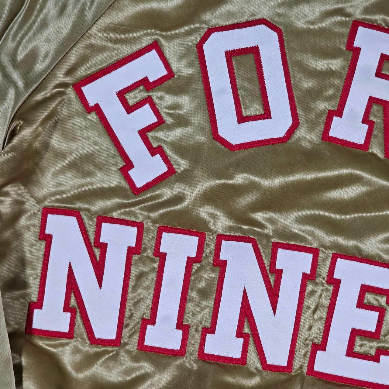 Vintage 80s San Francisco SF 49ers Chalk Line Satin Bomber Jacket Spell Out with Autographs!! - Size Small