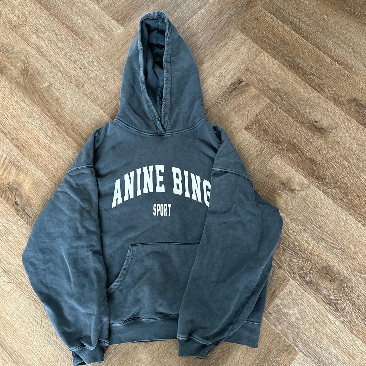 Anine bing sport hoodie in charcoal grey in Depop