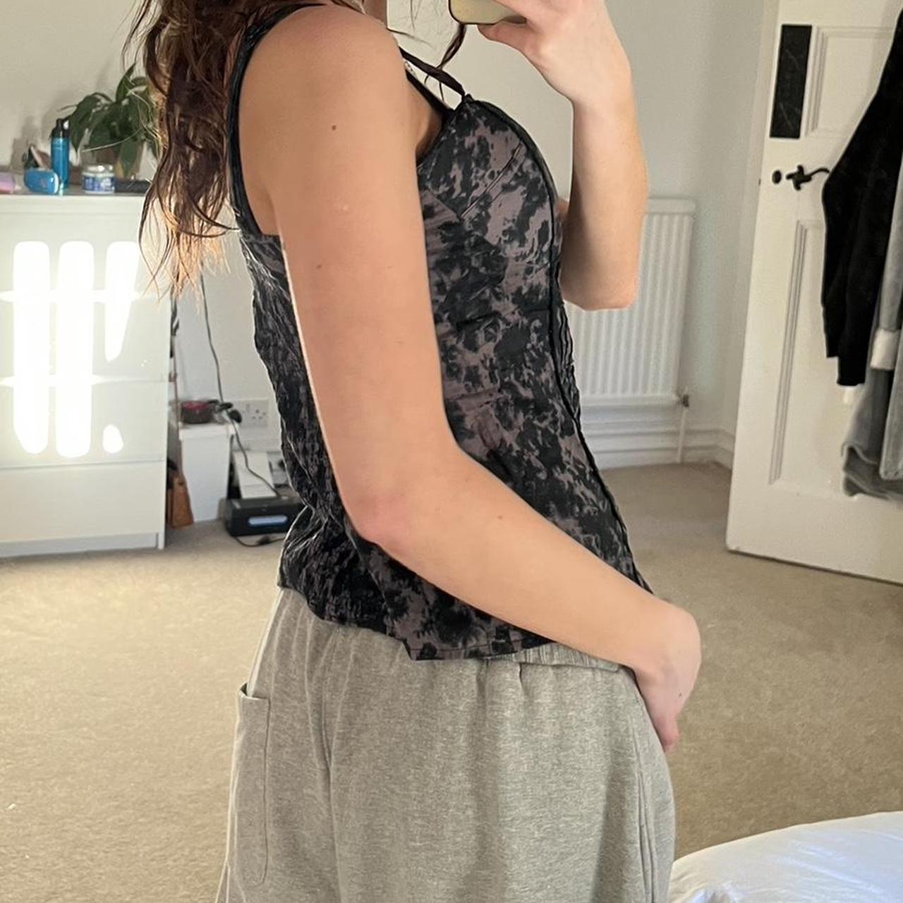 Corset style patterned cami top seen on size 8 is a... - Depop