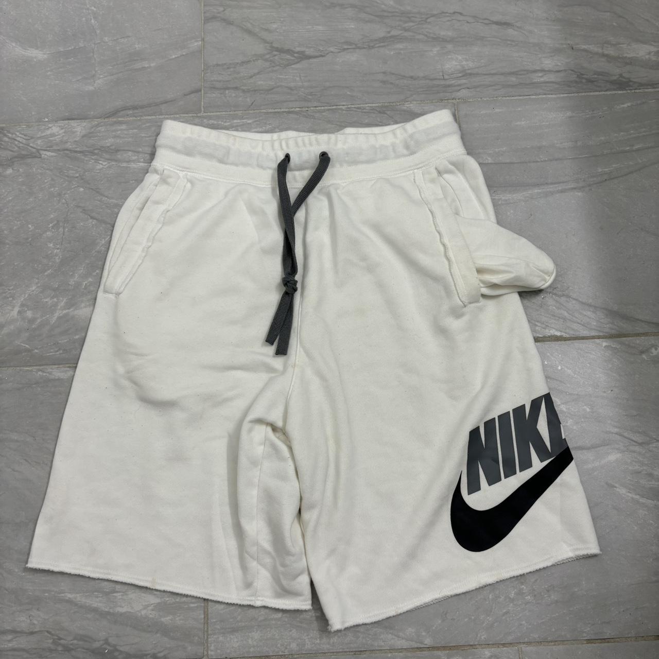 White nike sweat shorts Mens small fits medium. Depop