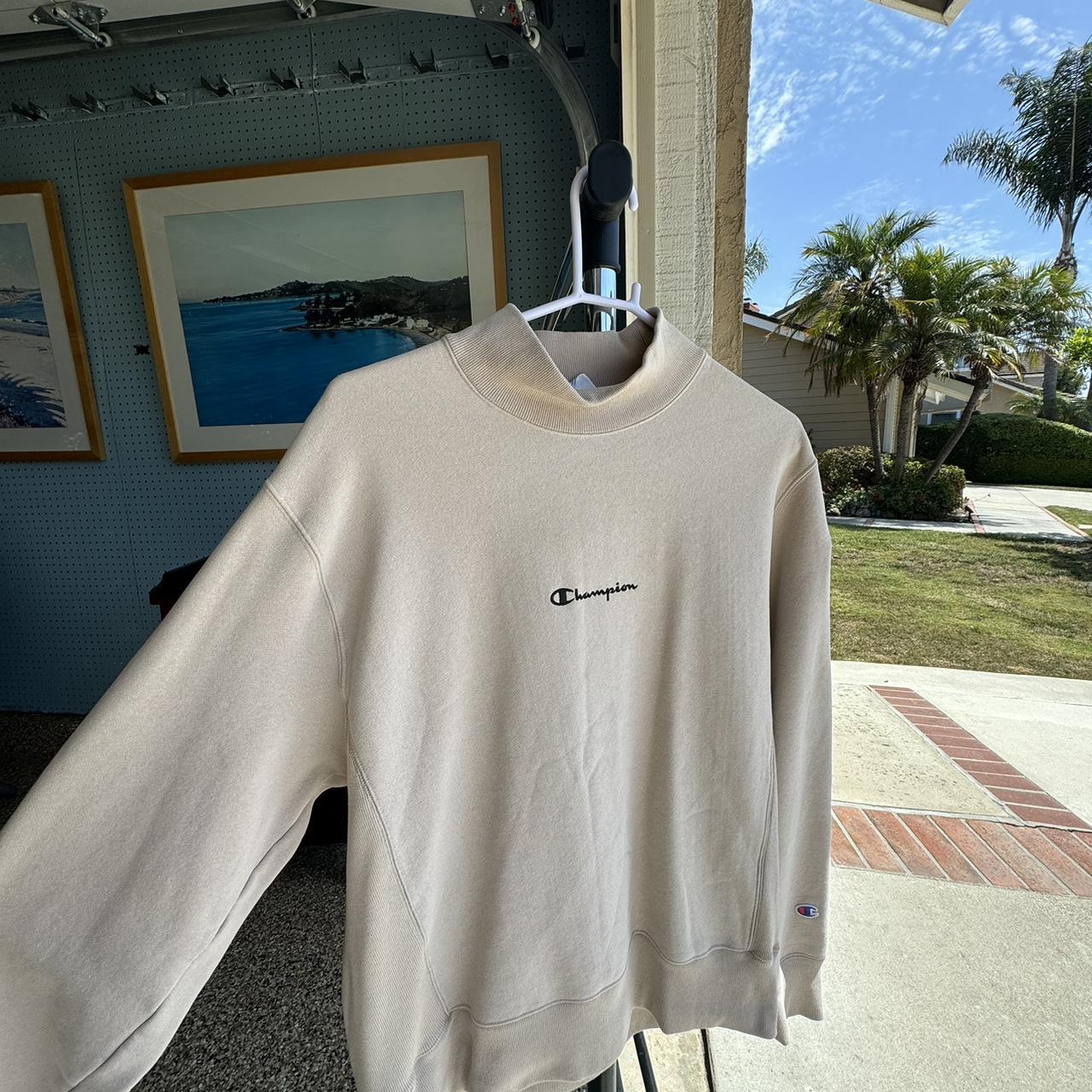 CLASSIC large cream champion mock neck sweater Depop