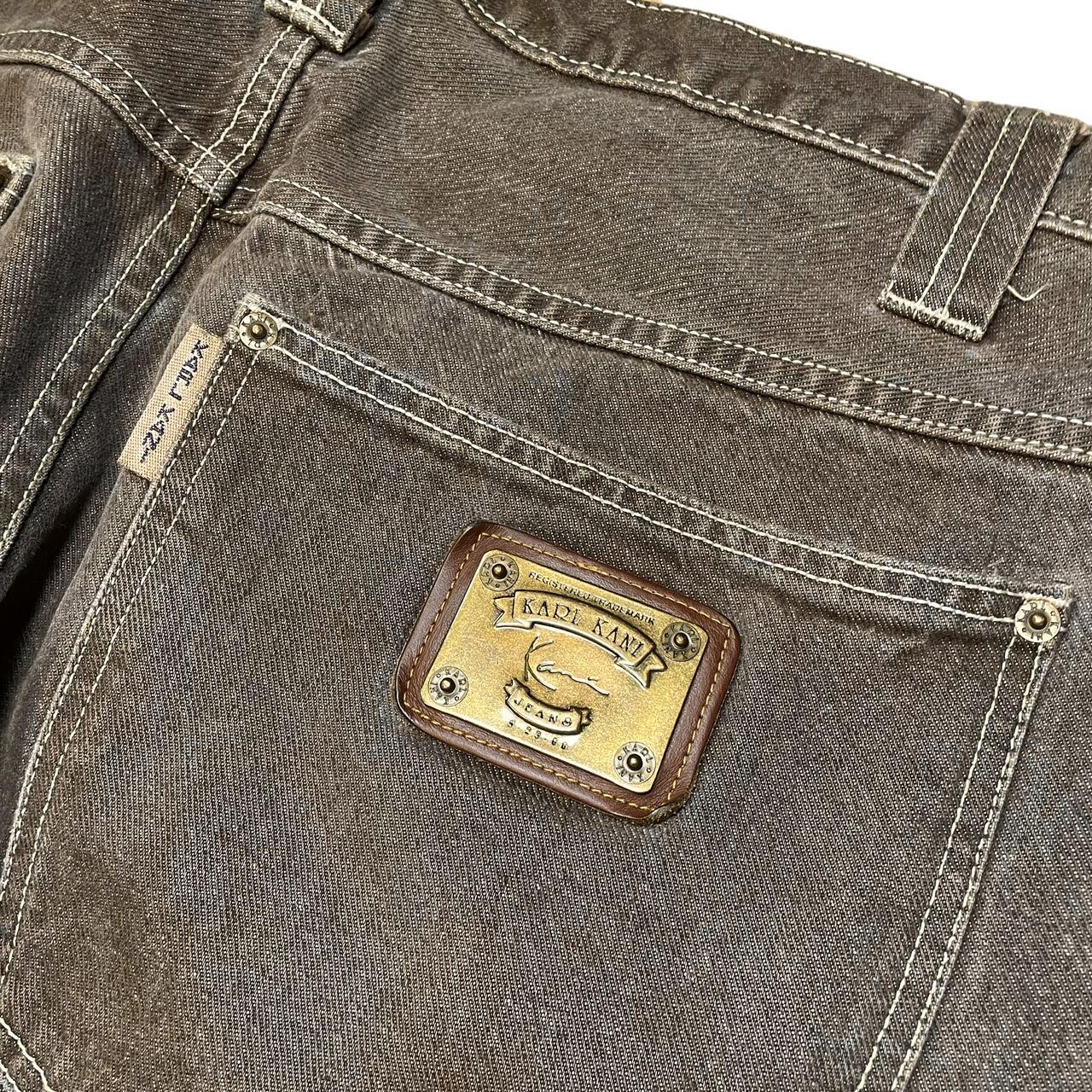 Vintage Karl Kani brown contrast stitch baggy jeans,... - Depop