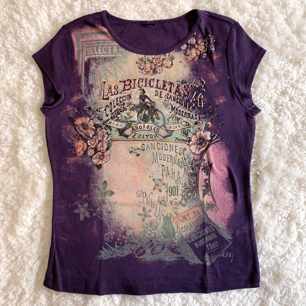 Women's Purple and Tan T-shirt | Depop