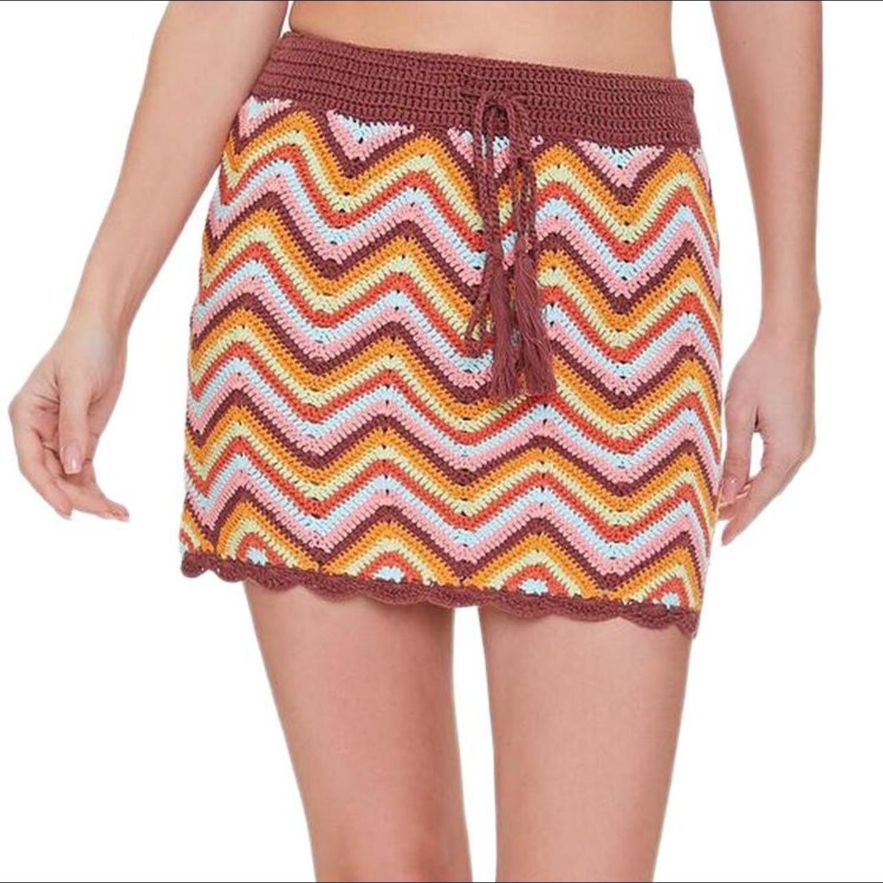 Forever 21 Women's Pink and Brown Skirt Depop