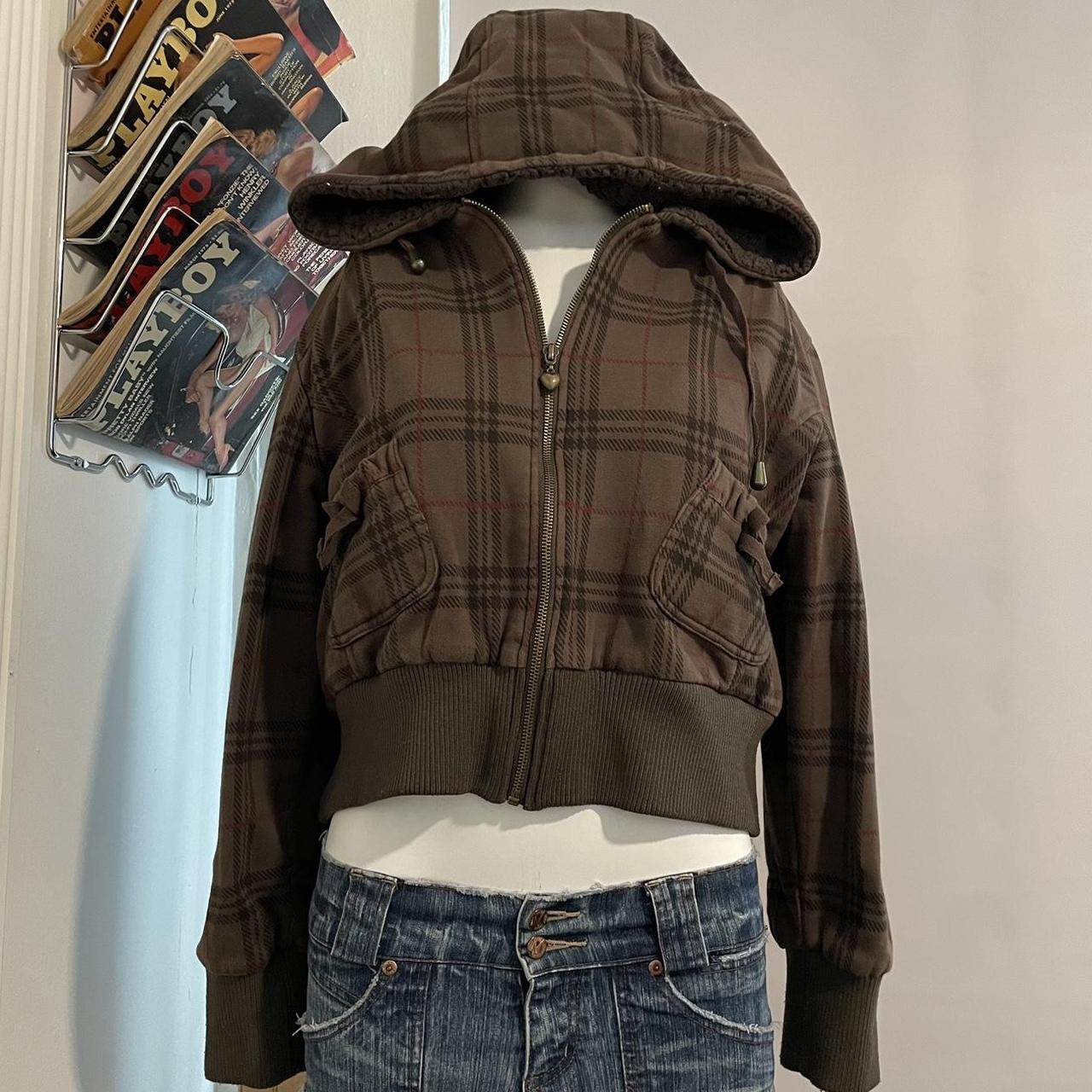 Plaid Zip Up Hoodie Tag 🏷️ Dollhouse Outerwear... Depop