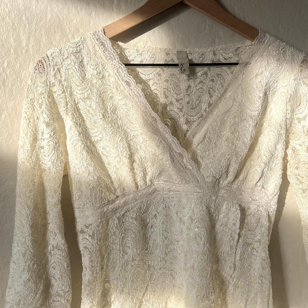 fairycore cream lace top fairycore cream top with... - Depop