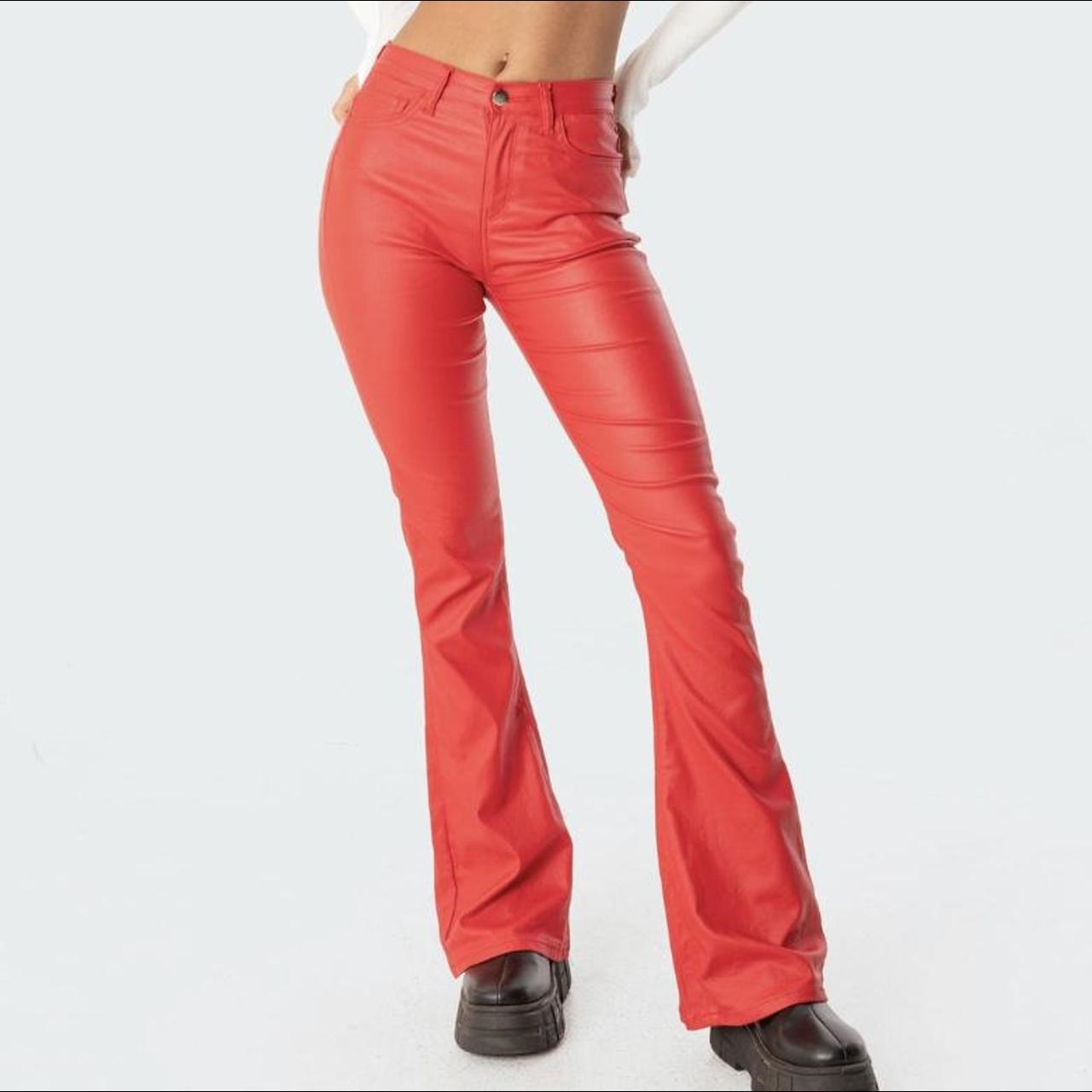 Edikted Red Leather Pants Sold on their site for - Depop