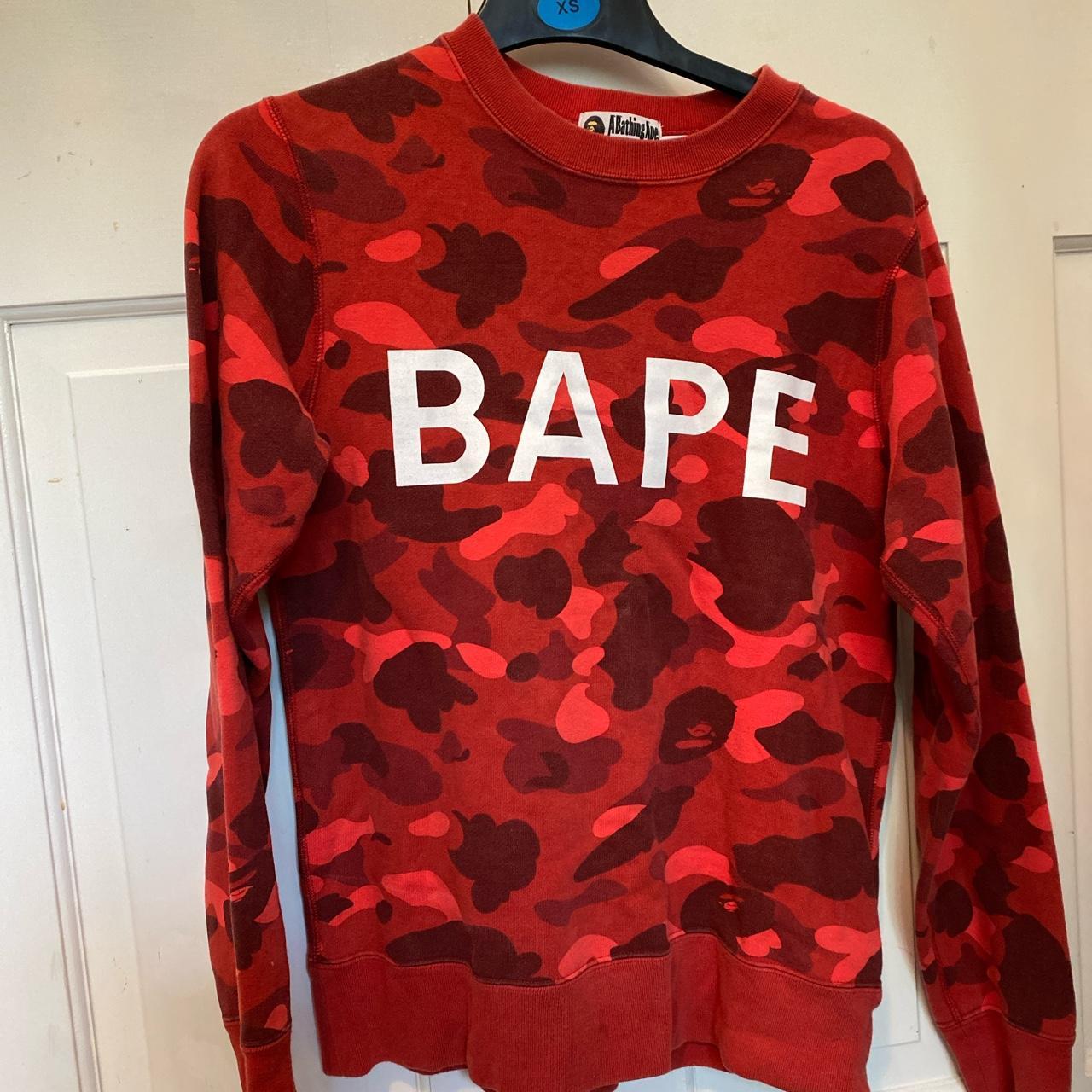 Bape red camo jumper, bought in 2020 from a friend,... - Depop