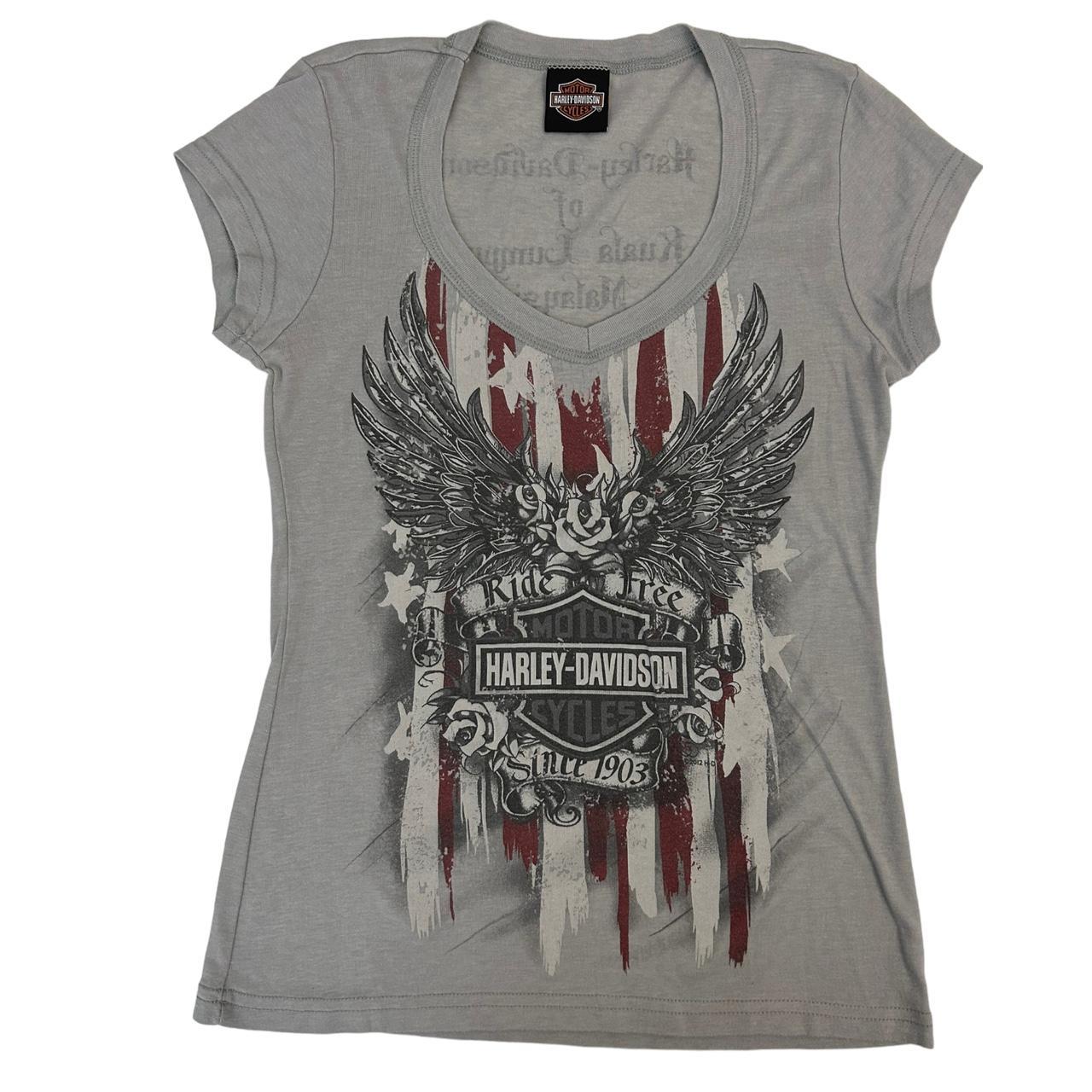 Harley Davidson Women's Grey T-shirt | Depop