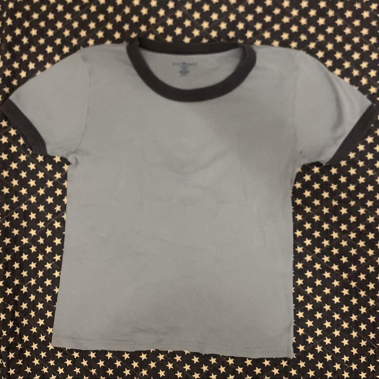 Brandy Melville vintage 70s style blue ringer T... Depop