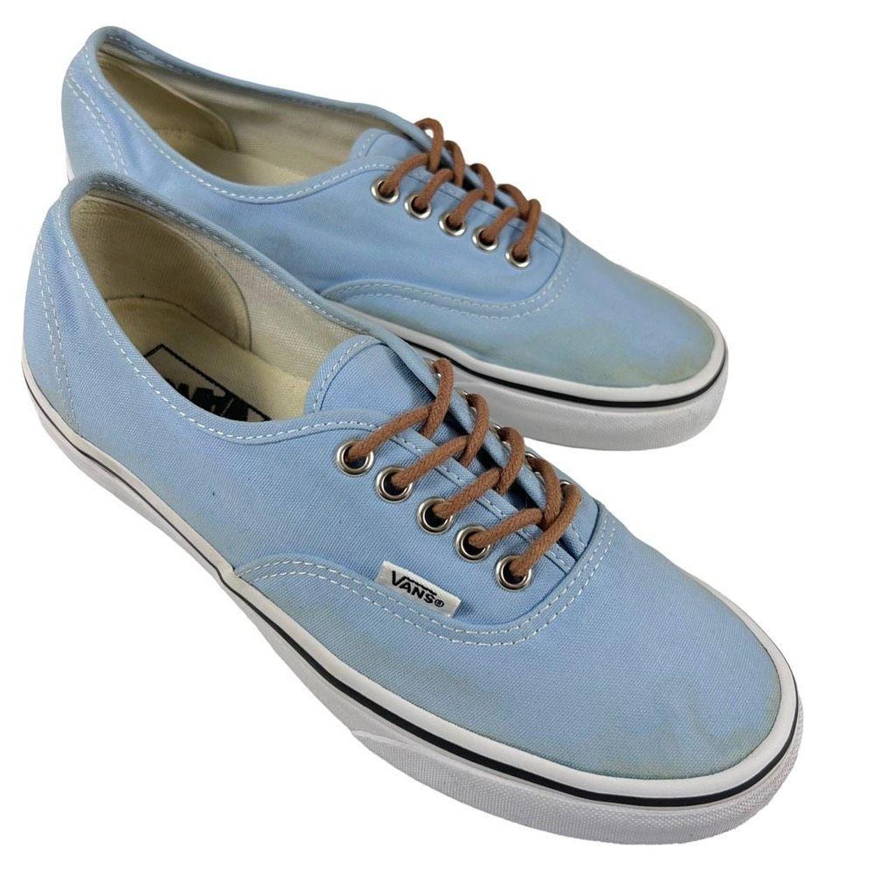 Light blue vans with brown laces sale