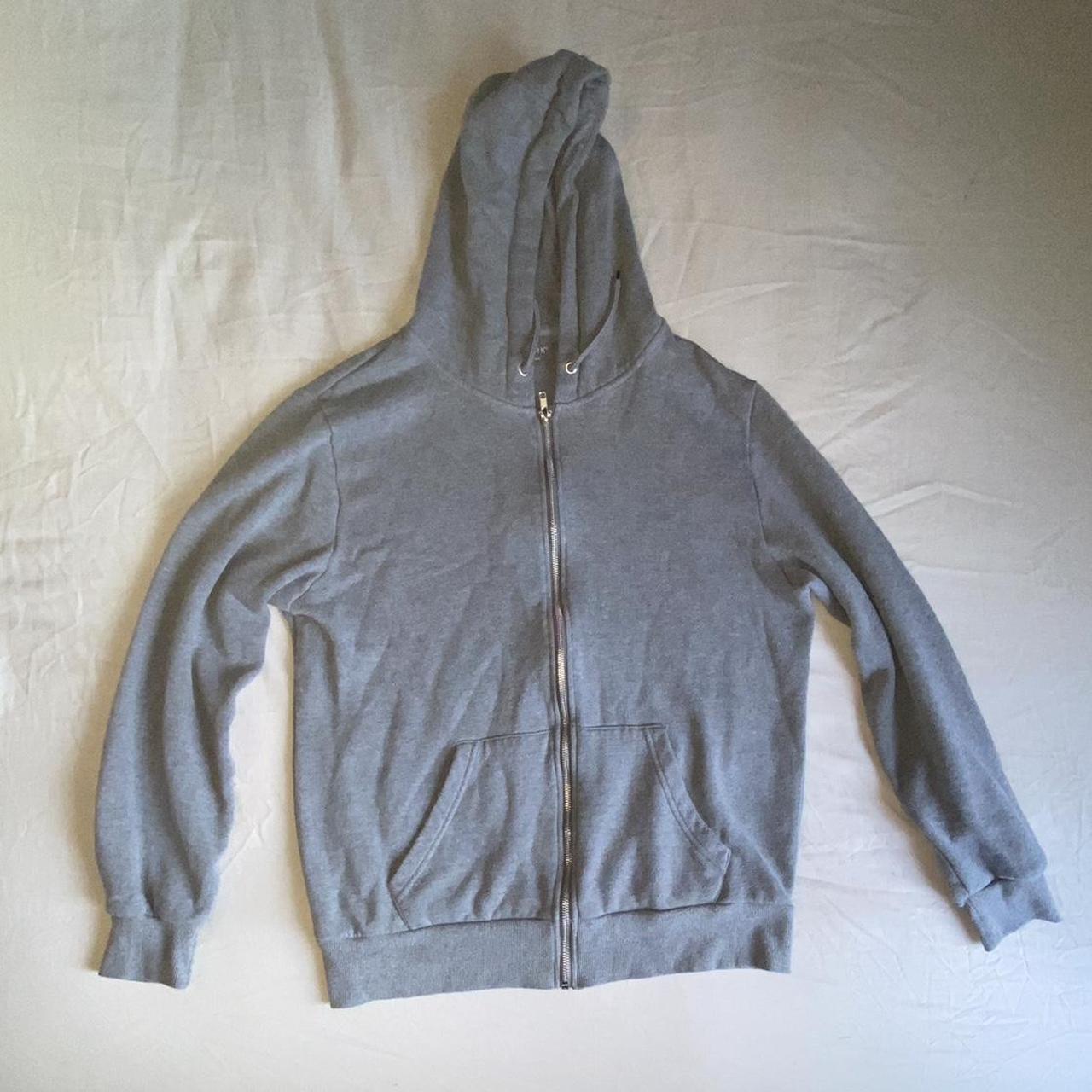 Grey zip up Hoodie / jacket with silver zip size... - Depop