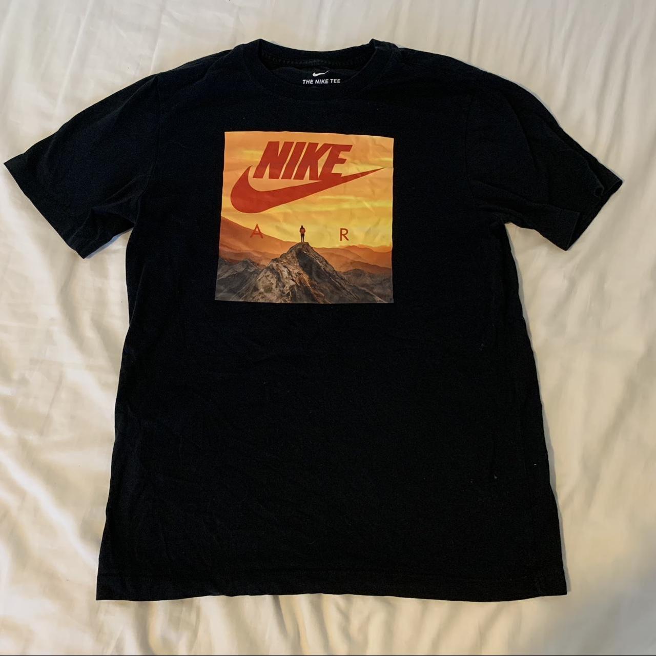 Nike graphic t-shirt with orange sunset print Size:... - Depop