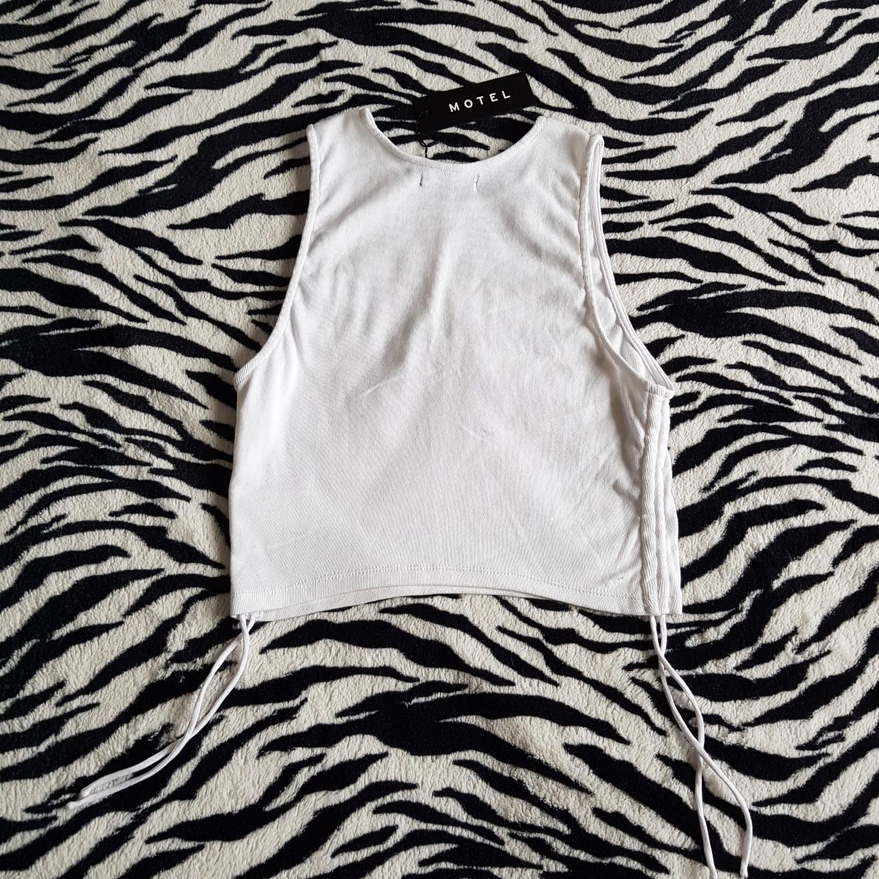 Motel Raze white cropped rib tank top 🐇 Motel - Depop