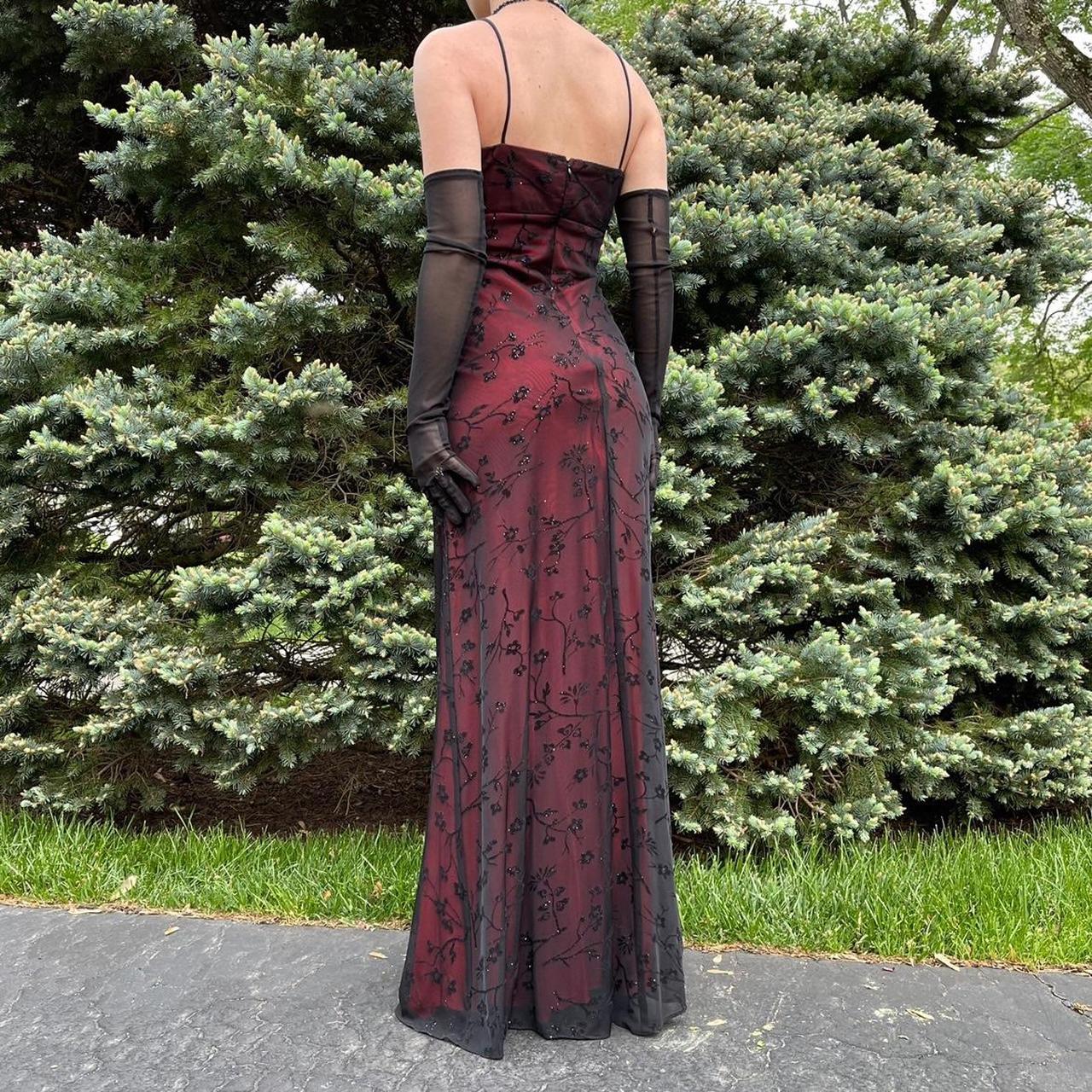 red prom dress vintage y2k long goth red and black... - Depop