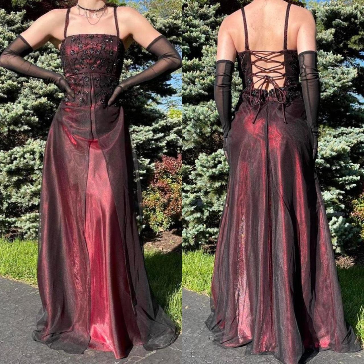 Black and red evening gown hotsell