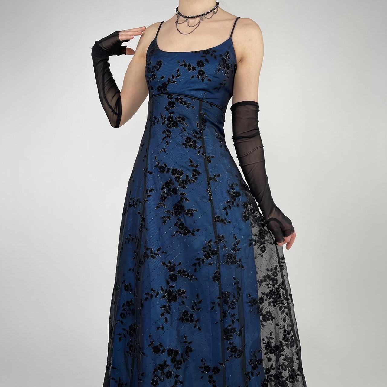 dark blue prom dress goth vintage 90s emo gown
