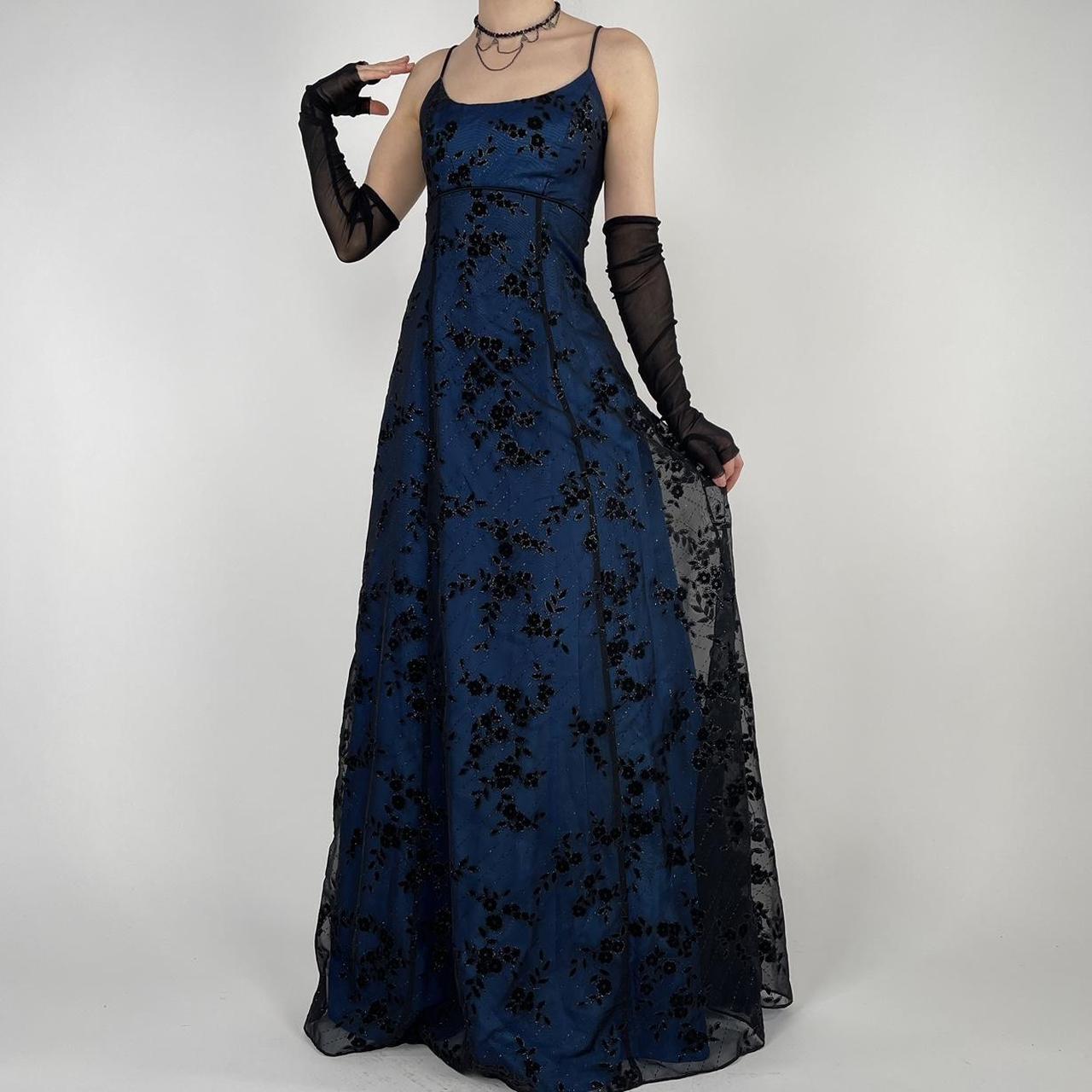 dark blue prom dress goth vintage 90s emo gown Depop