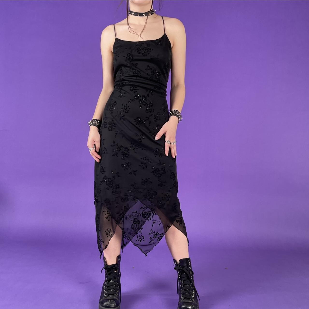 black dress vintage goth grunge goth fairy black... Depop