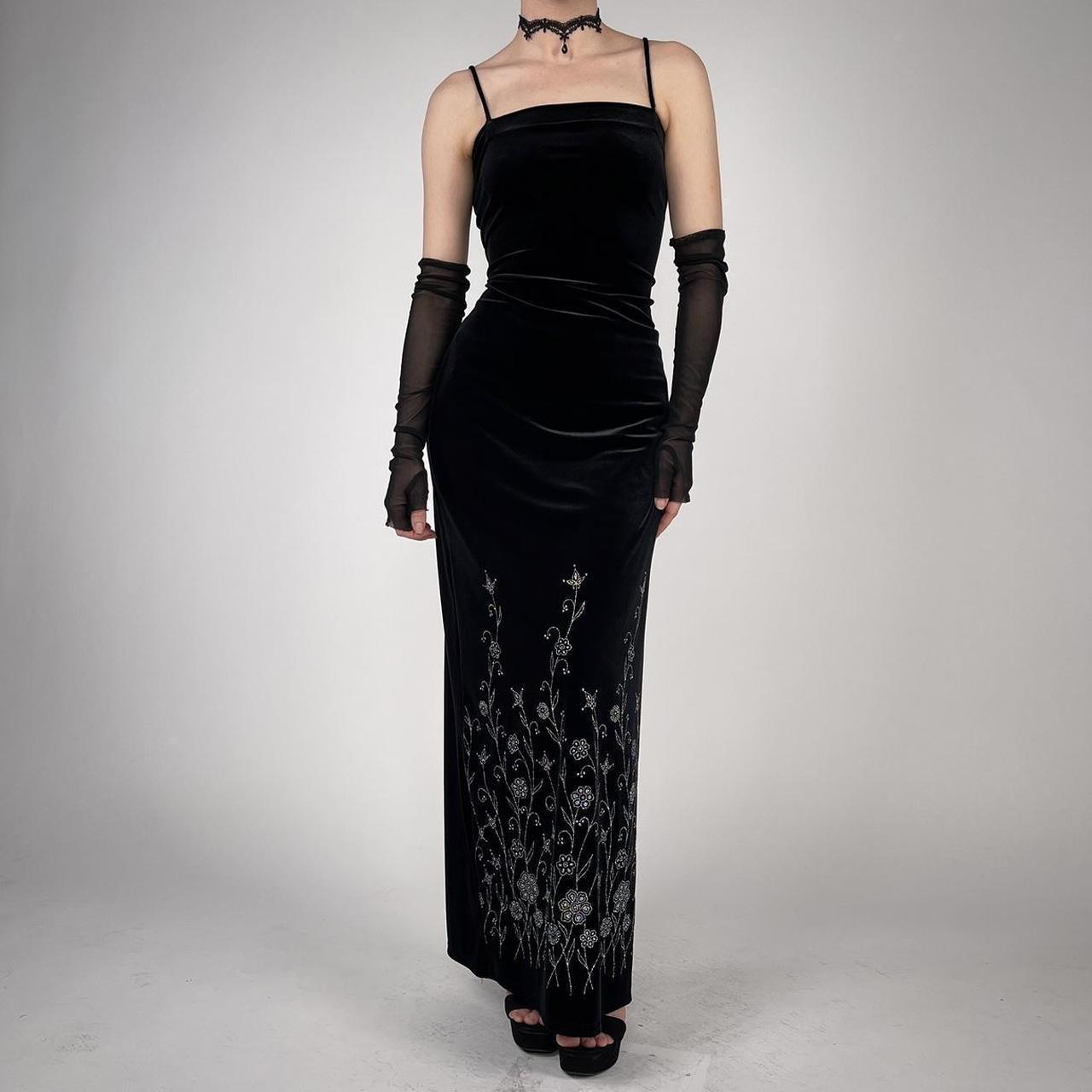 black velvet 90s goth prom dress vintage gothic prom... | Depop