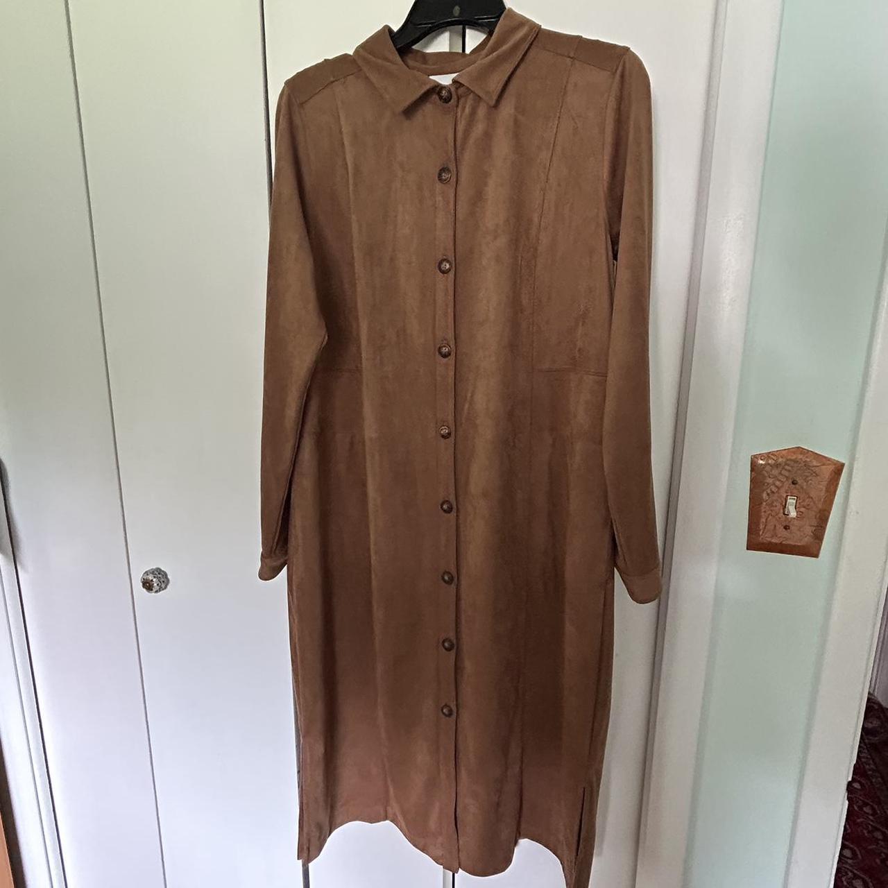 J. Jill Soft Cognac Button Down Trench Midi Long... - Depop