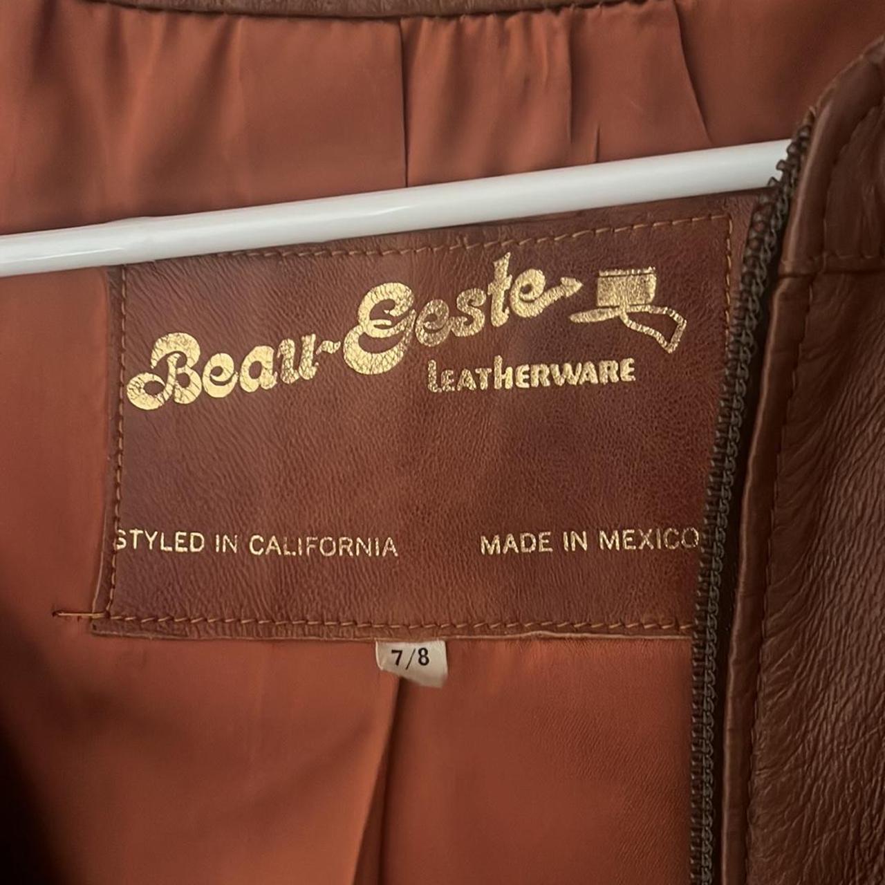 Beau geste leather ware jacket size 7/8 *vintage* - Depop