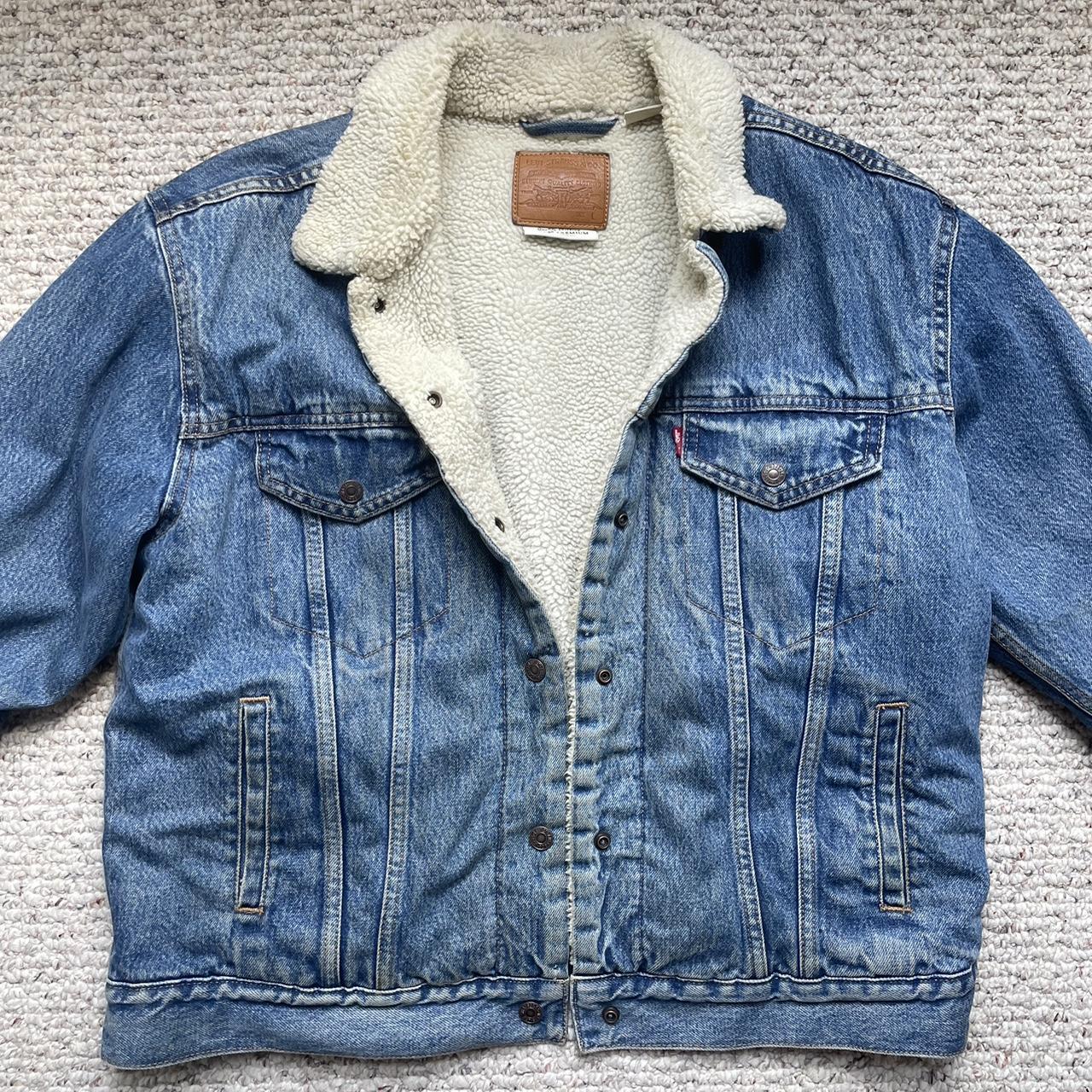 Levi Denim Sherpa Jacket Only been worn a handful... - Depop