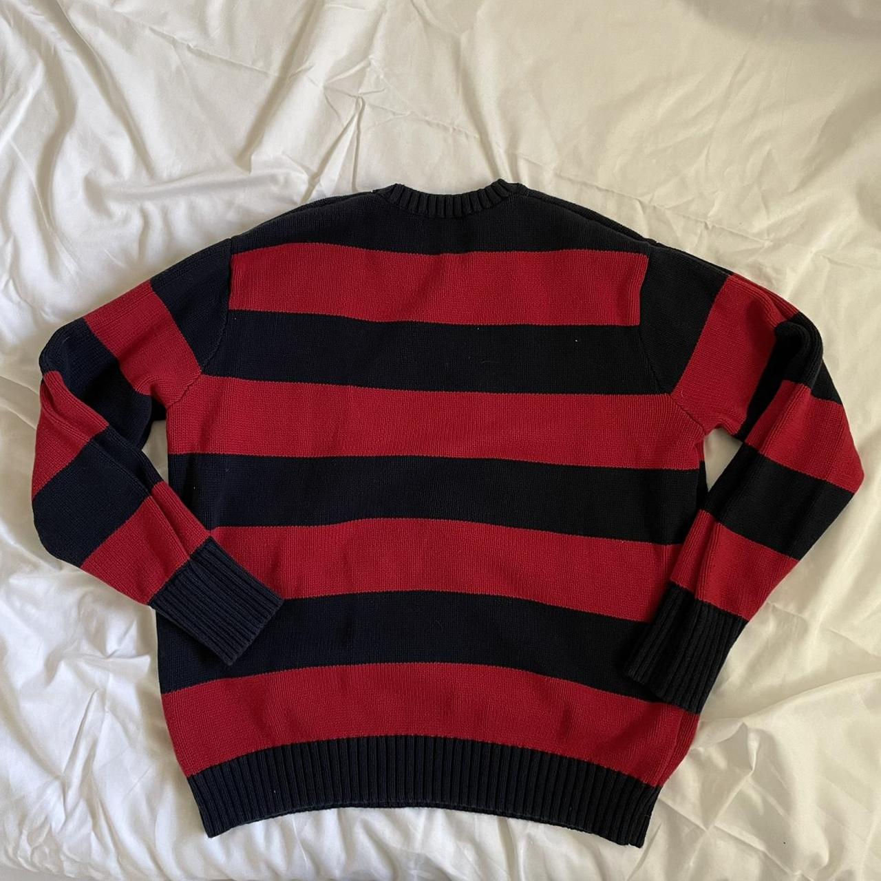 brandy melville navy & red striped sweater one size.... - Depop