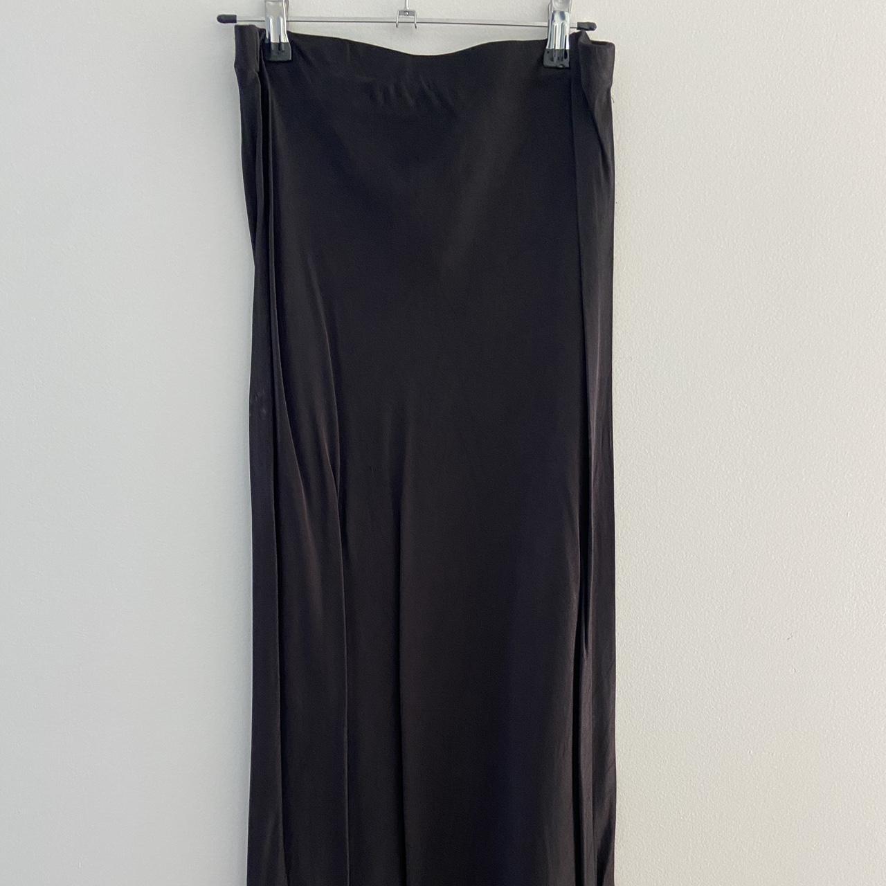 Black satiny slip skirt from Susan. Elastic... - Depop