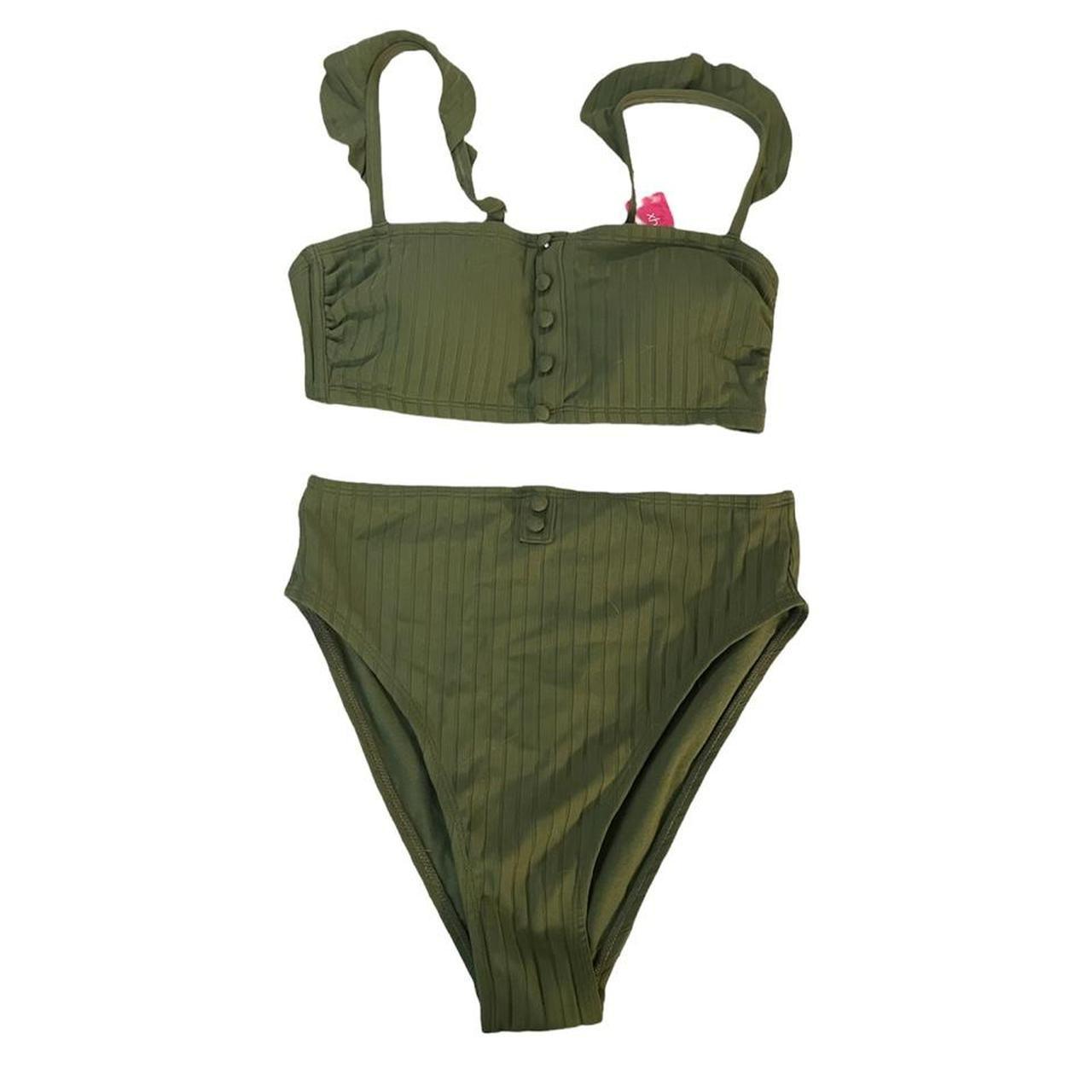 Xhilaration Women's Khaki and Green Bikiniandtankinitops Depop