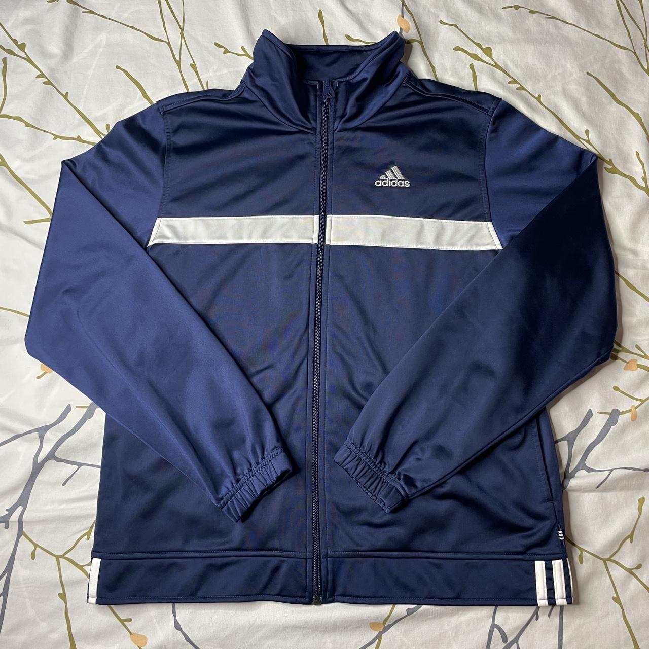 Adidas Men's Navy and White Jacket | Depop