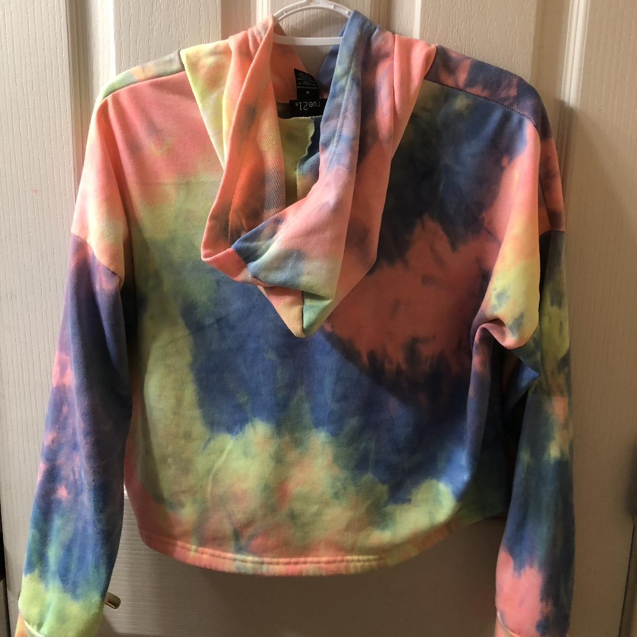 Rue 21 rainbow tie dye cropped hoodie size medium Depop
