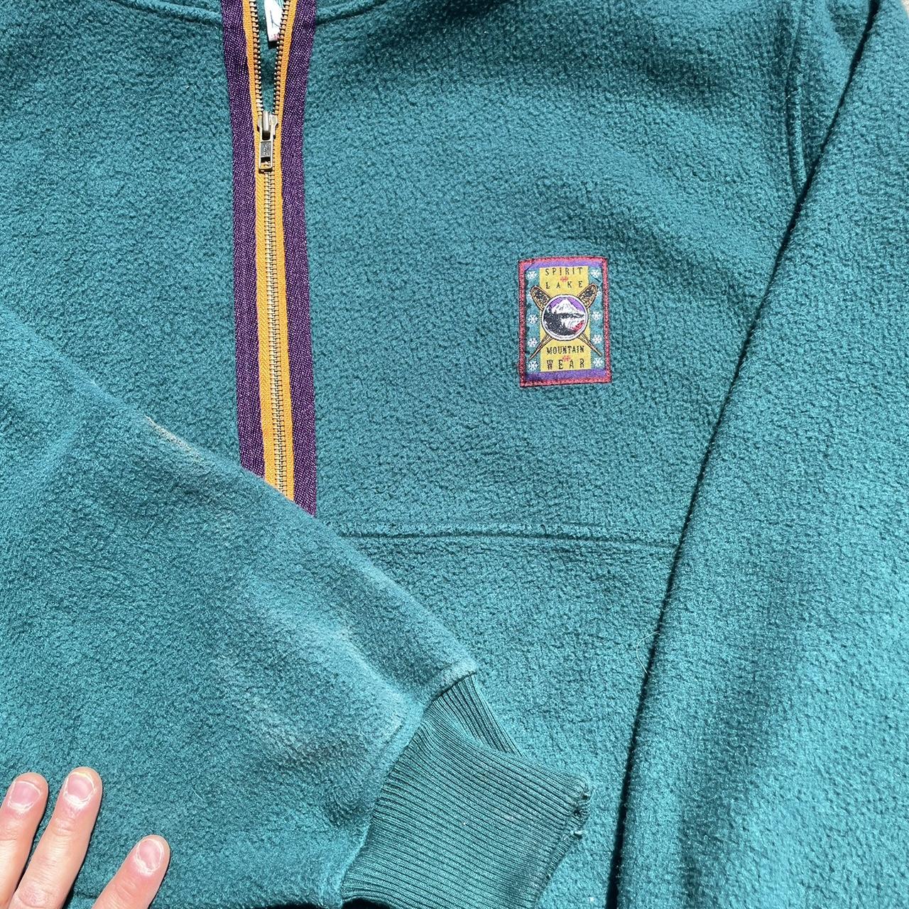 American Vintage Men's Green and Navy Hoodie Depop