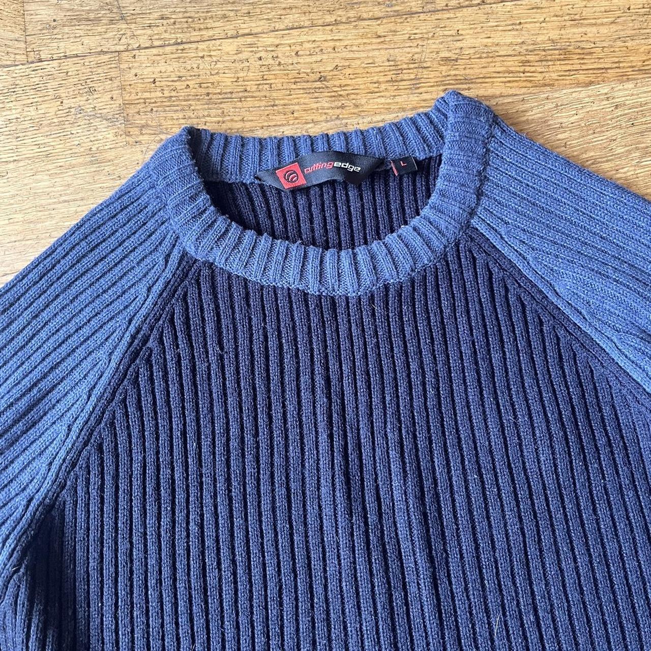 Vintage Blue Two Toned Cutting Edge Ribbed Y2K... - Depop