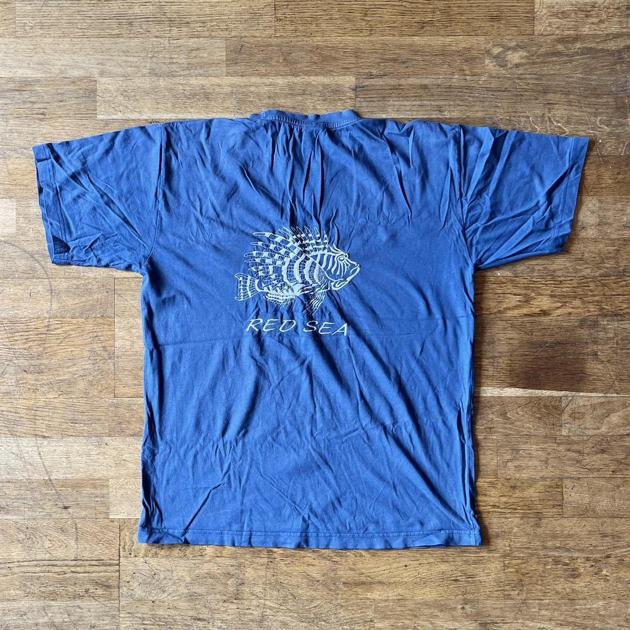 Vintage Blue Souvenir Red Sea 00s Graphic Design... - Depop