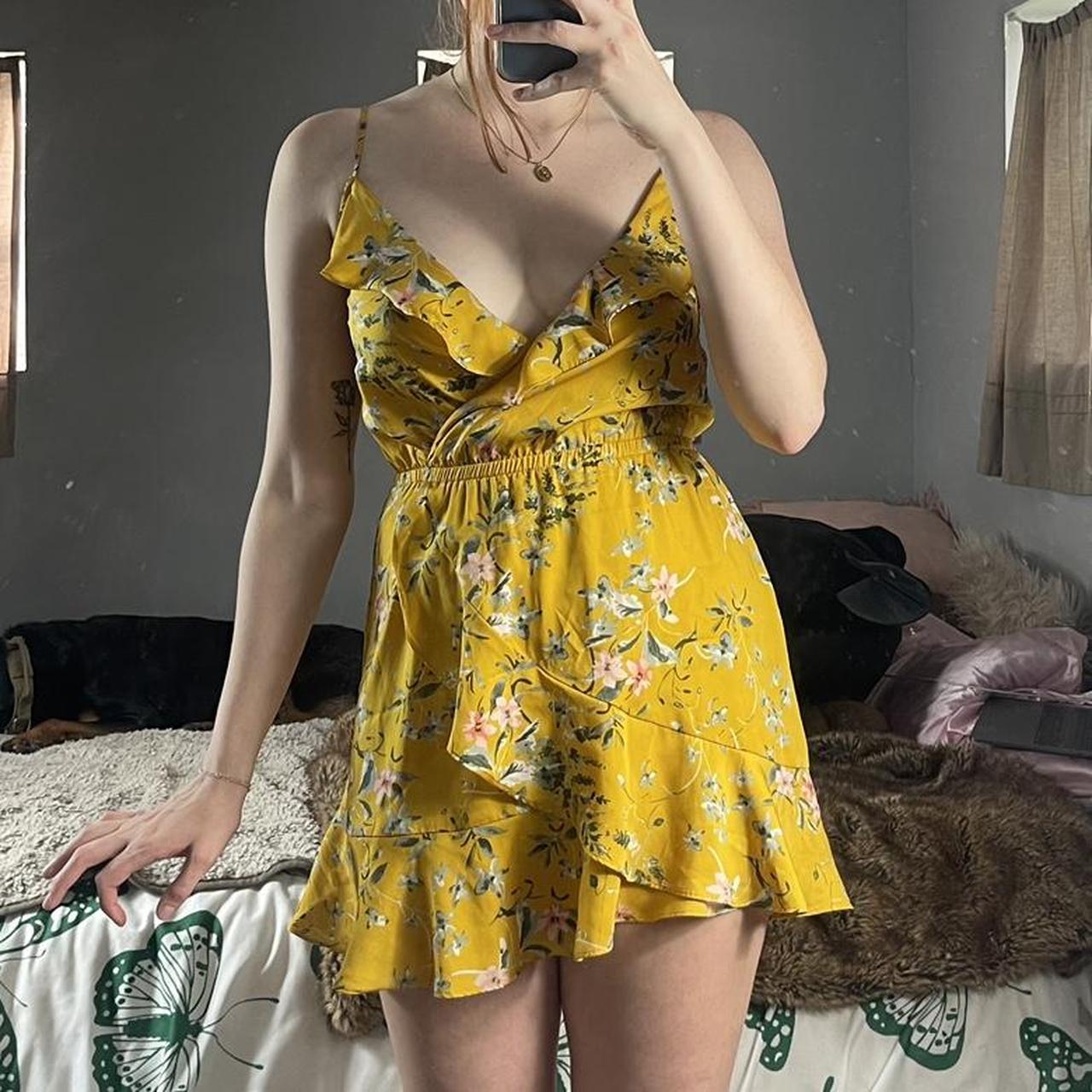 Express yellow dress best sale