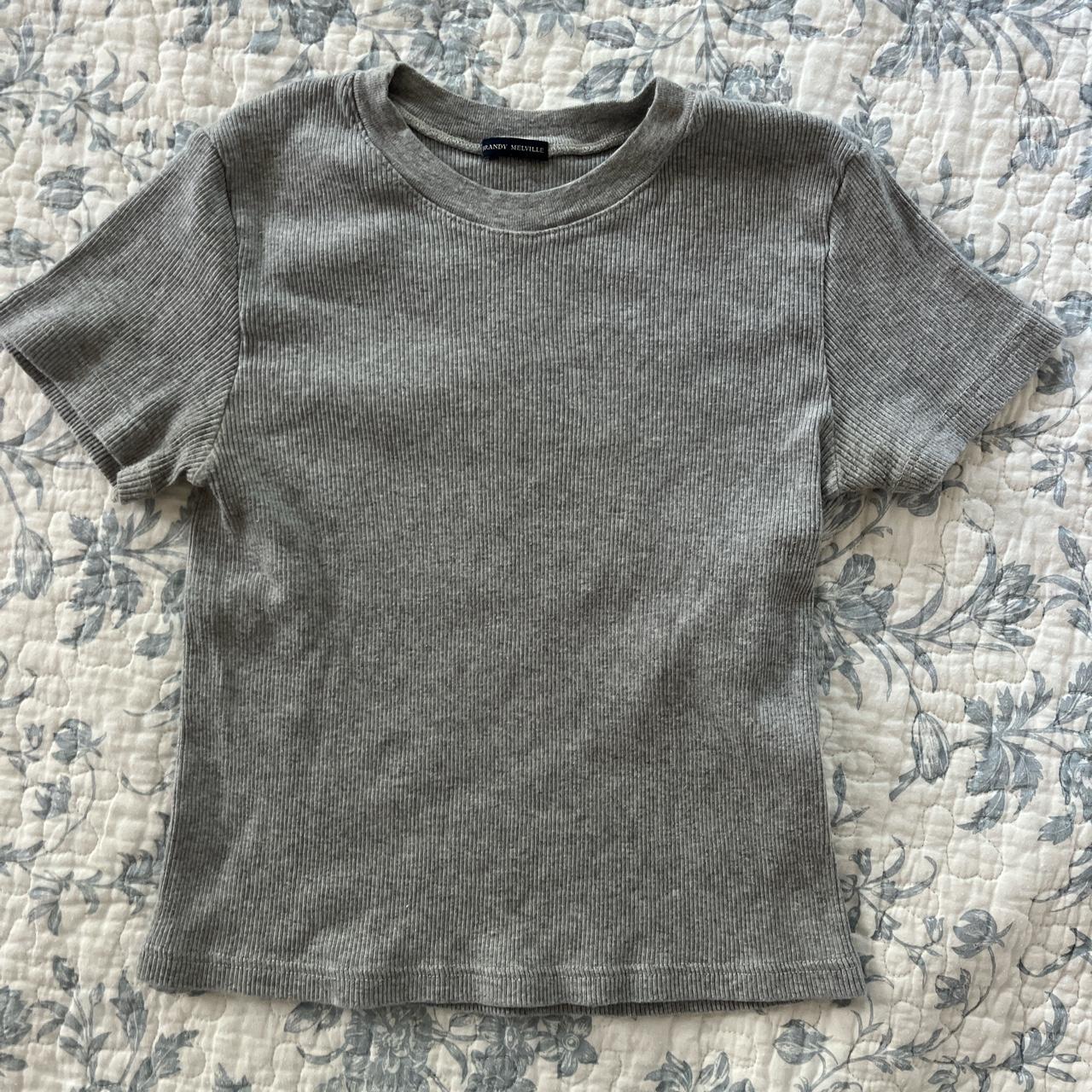 Brandy Melville grey ribbed shirt #brandymelville... - Depop